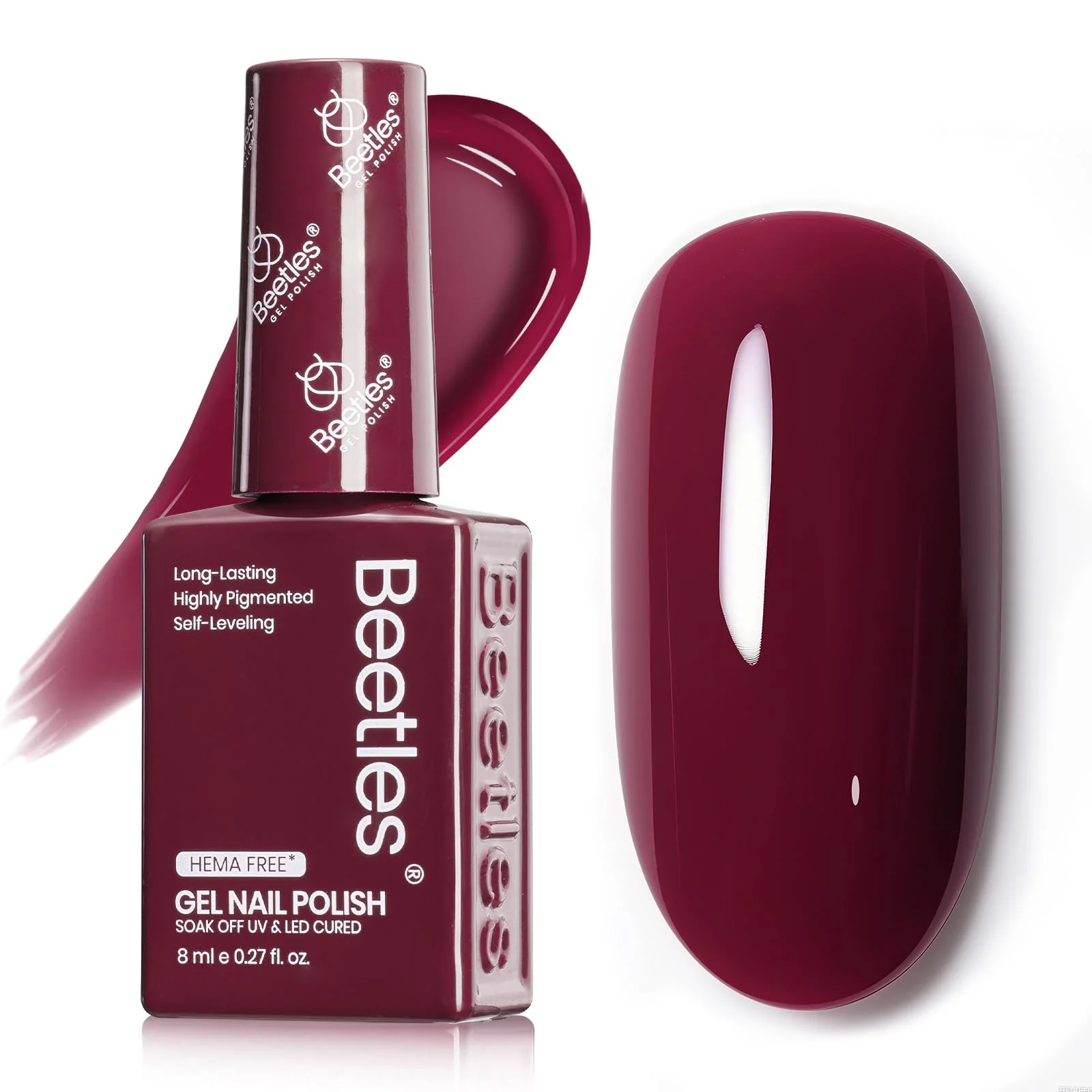 Beetles Gel Polish Hema-Free Nails Burgundy Red- 8ML