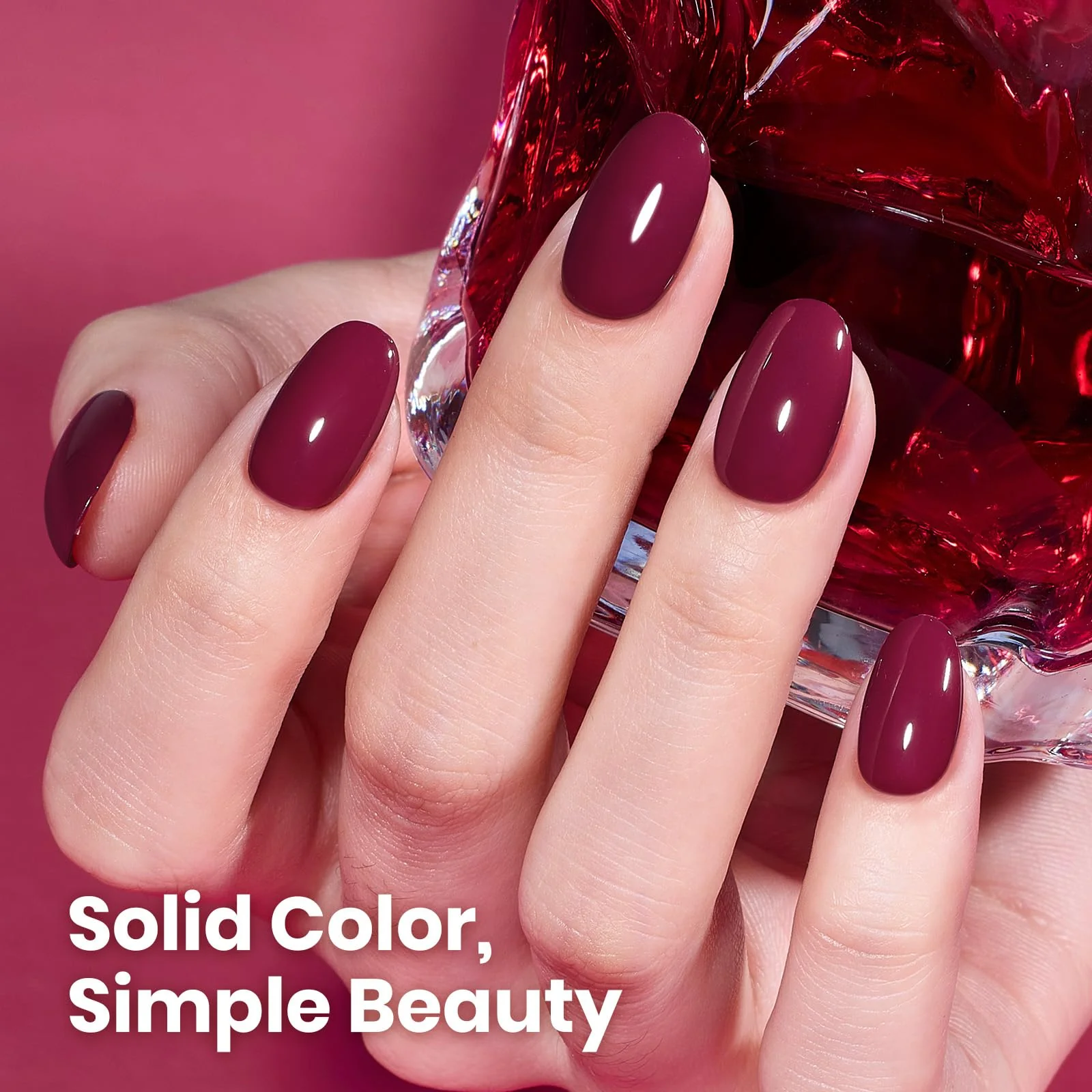 Beetles Gel Polish Hema-Free Nails Burgundy Red- 8ML - Image 4