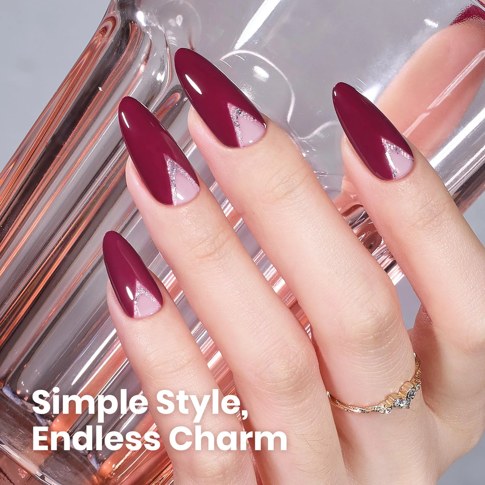 Beetles Gel Polish Hema-Free Nails Burgundy Red- 8ML - Image 5