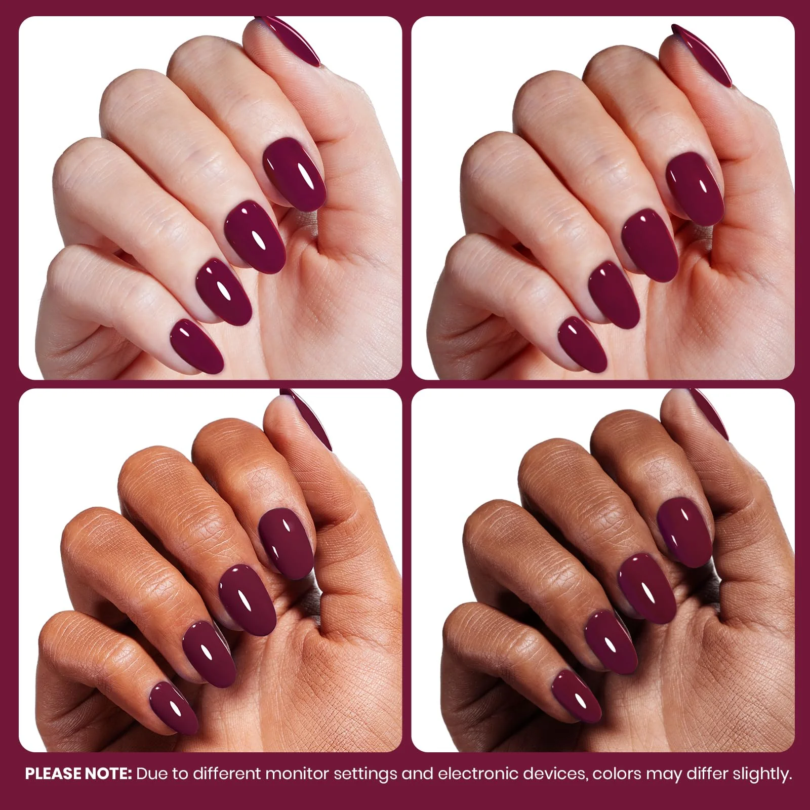 Beetles Gel Polish Hema-Free Nails Burgundy Red- 8ML - Image 6