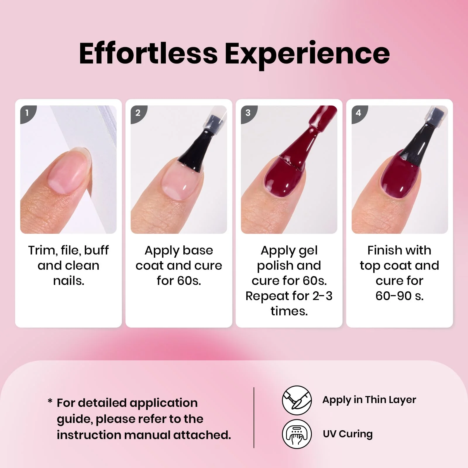 Beetles Gel Polish Hema-Free Nails Burgundy Red- 8ML - Image 7