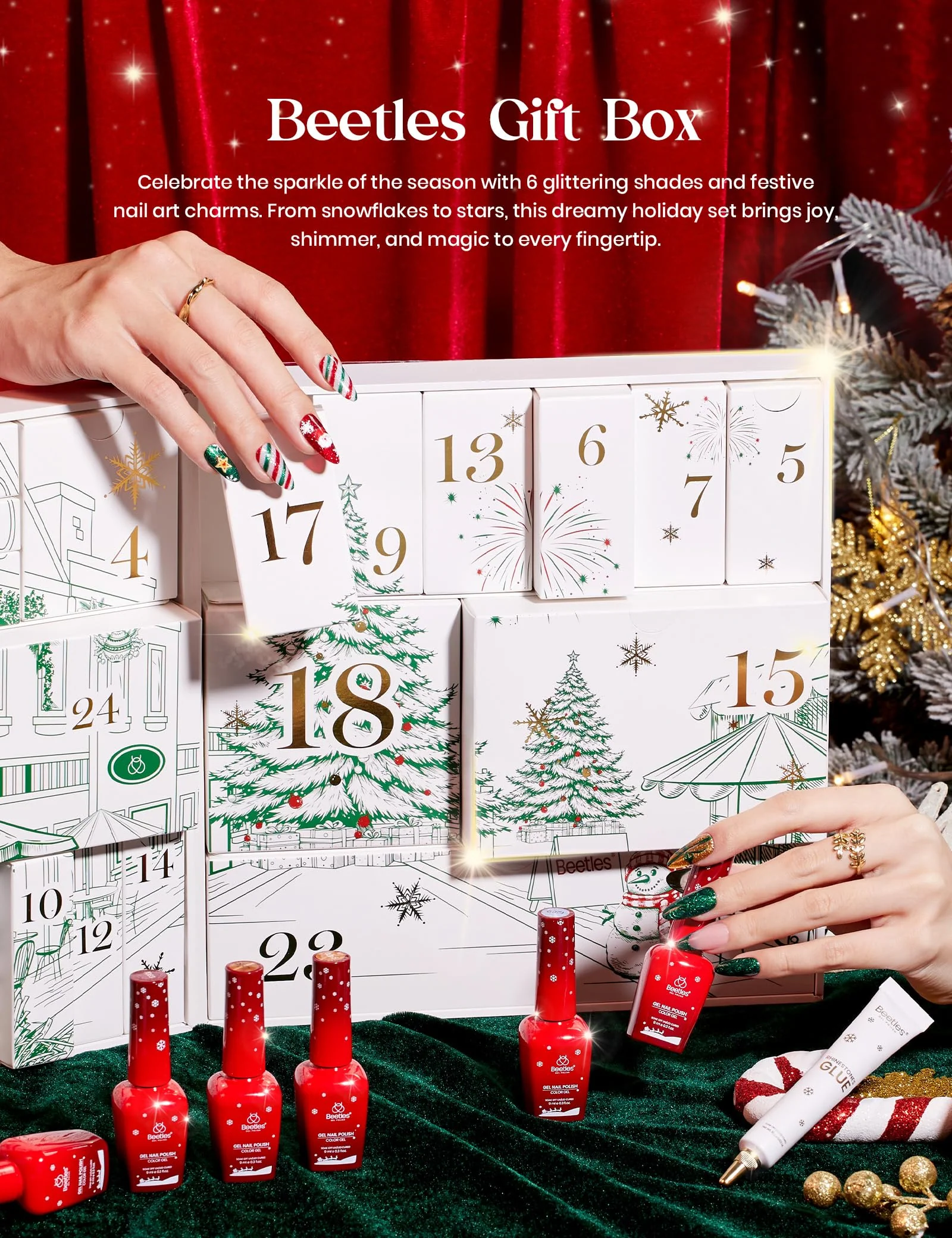 Beetles Gel Polish Merry Glitzmas 2026 Gift Box – Nail Art Set with Festive Holiday Surprises Gifts for Women Girls - Image 6