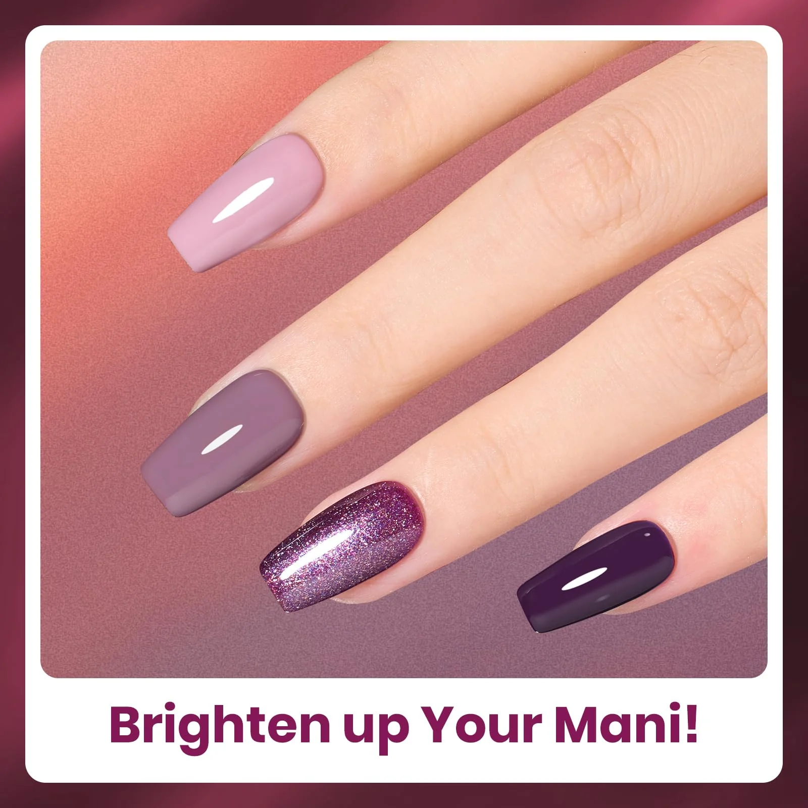 Beetles Purple Gel Nail Polish Set 6 Colors Muse of Midnight Deep Dark Light Purple Glitter Cat Eye - Image 4
