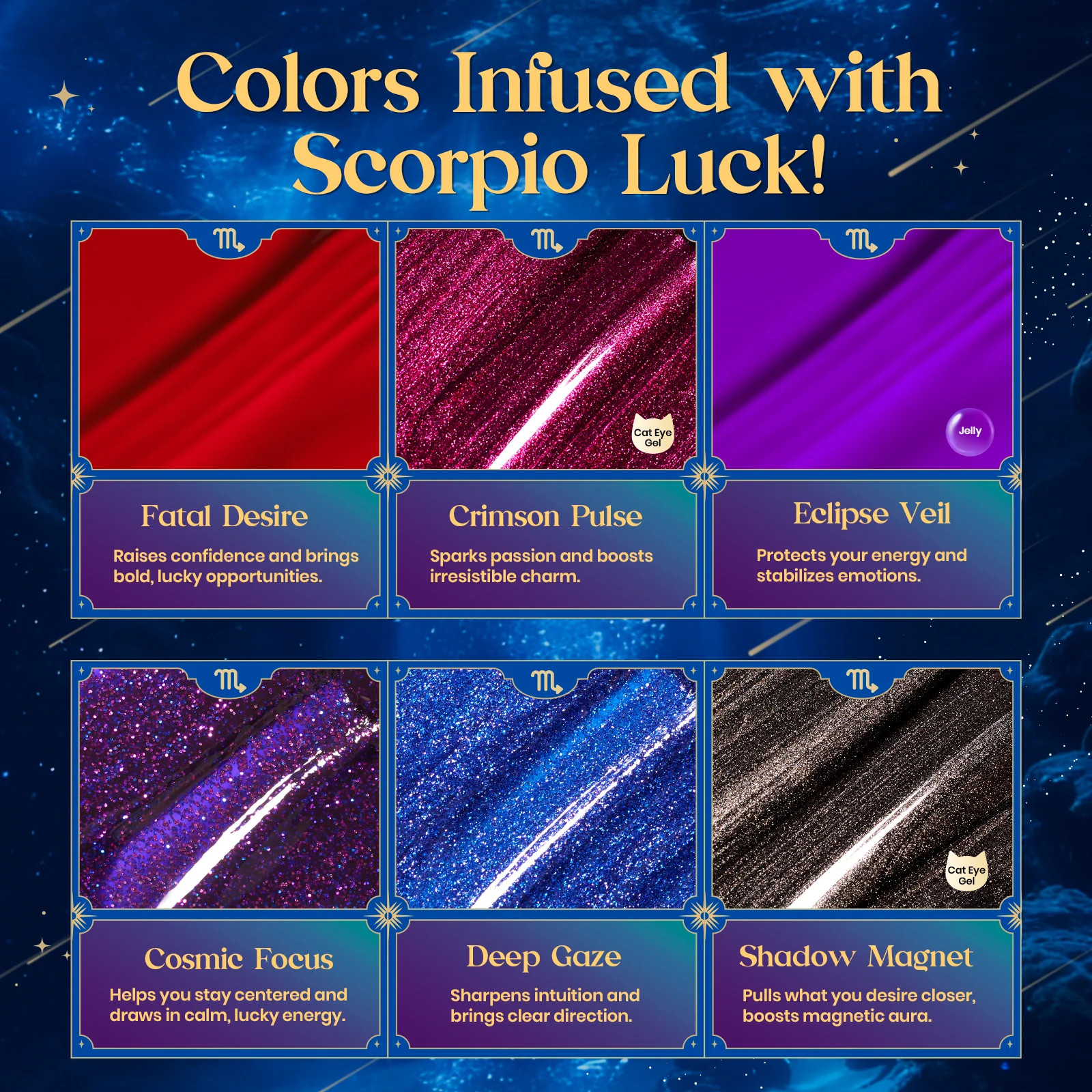 Beetles Lucky Box Scorpio Zodiac Sign Gel Nail Polish Kit - Summer Nails 6 Colors(11.29-12.17) - Image 4