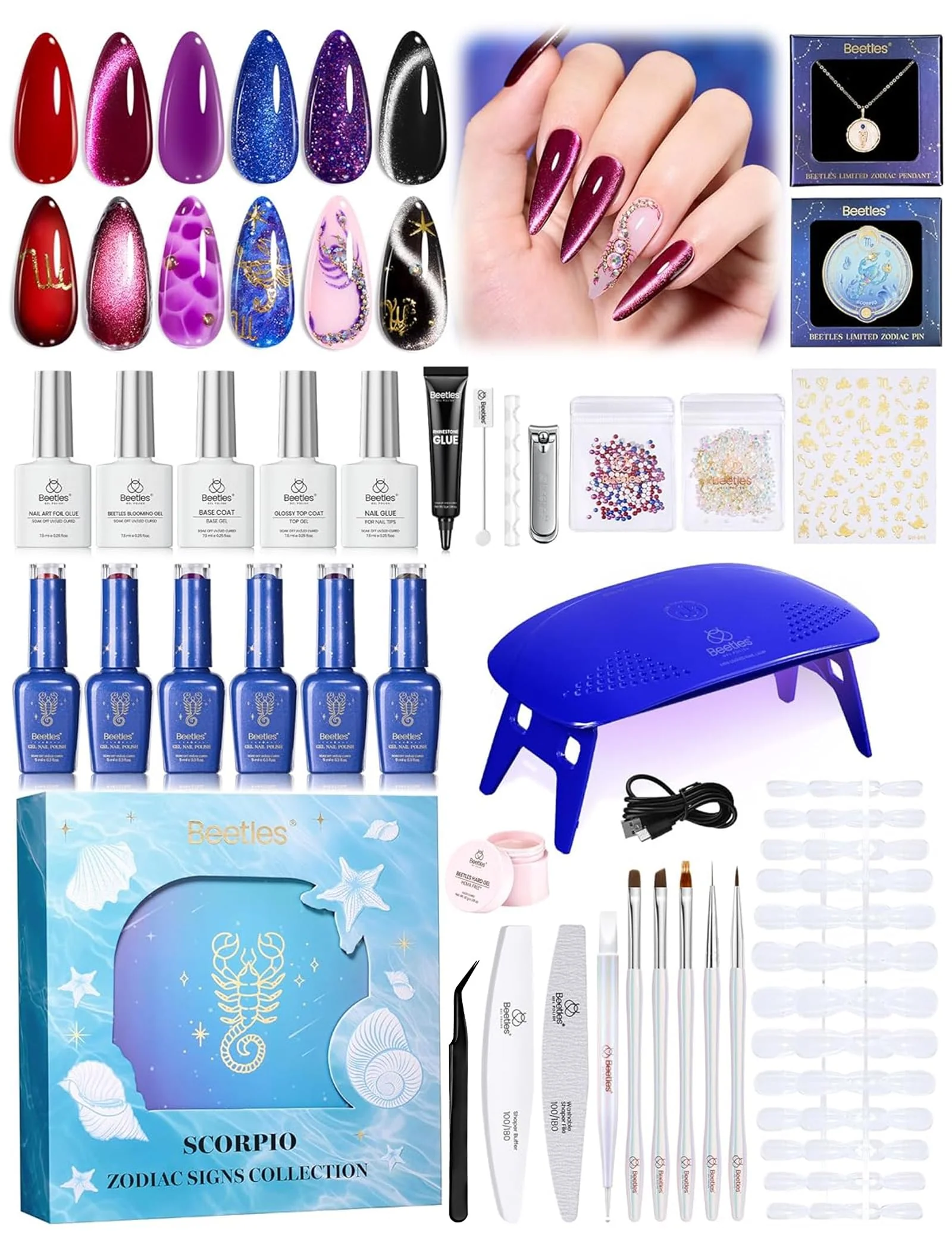 Beetles Lucky Box Scorpio Zodiac Sign Gel Nail Polish Kit - Summer Nails 6 Colors(11.29-12.17) - Image 9