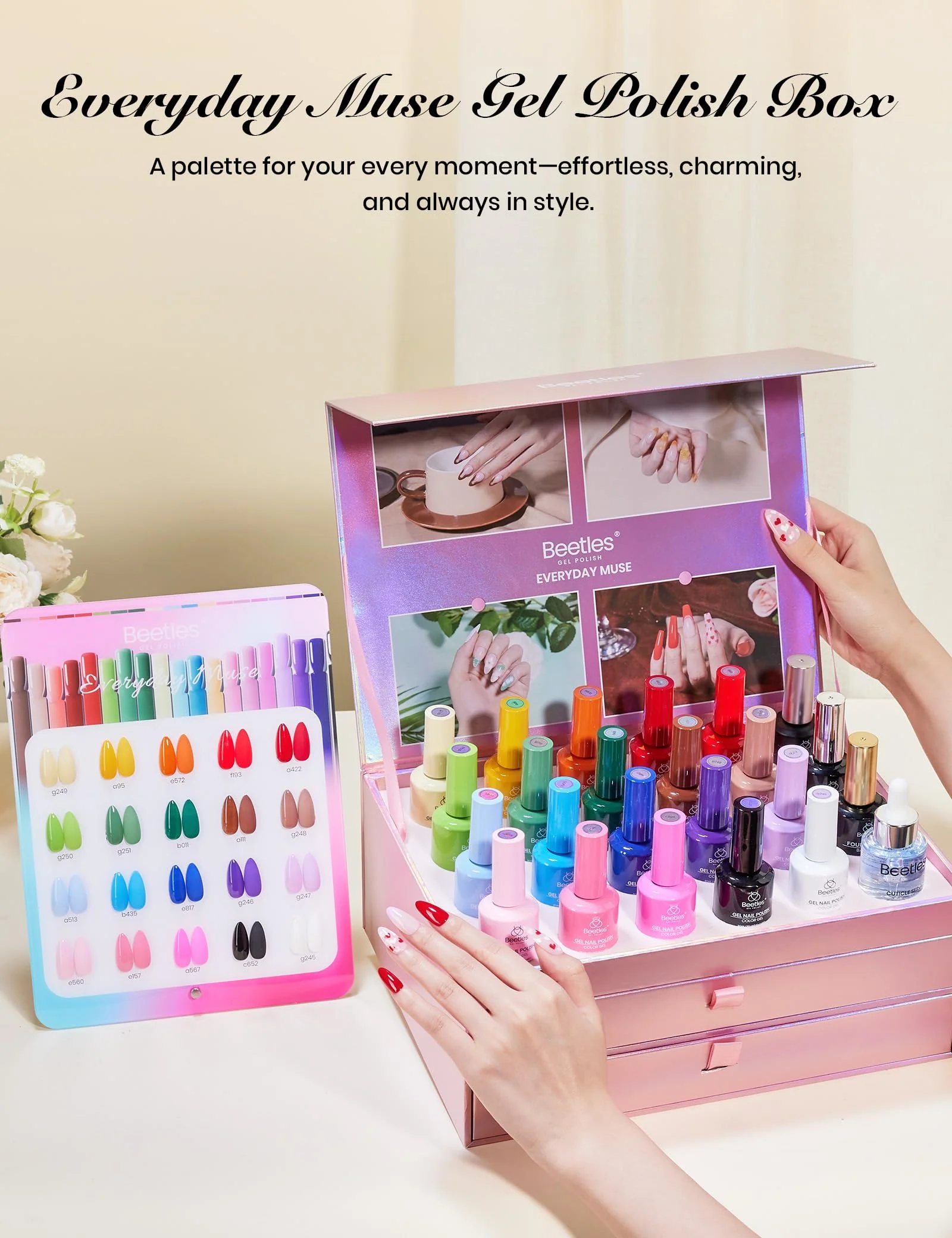 Beetles Gel Polish Set - Everyday Muse Collection, 20 Colors 15ML Pink Yellow Blue Colors Gel Summer Nails Set - Image 2