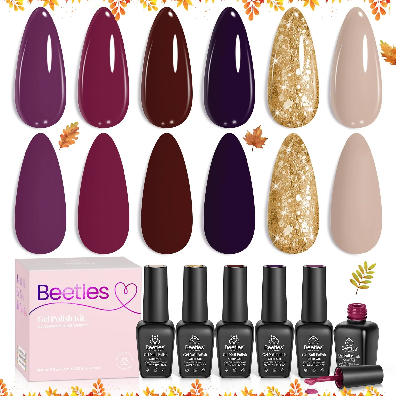 Beetles Gel Polish Terra Dusk Winter Nails  - 6PCS Fall Winter Glitter Gel Nail Polish Kit - Image 8