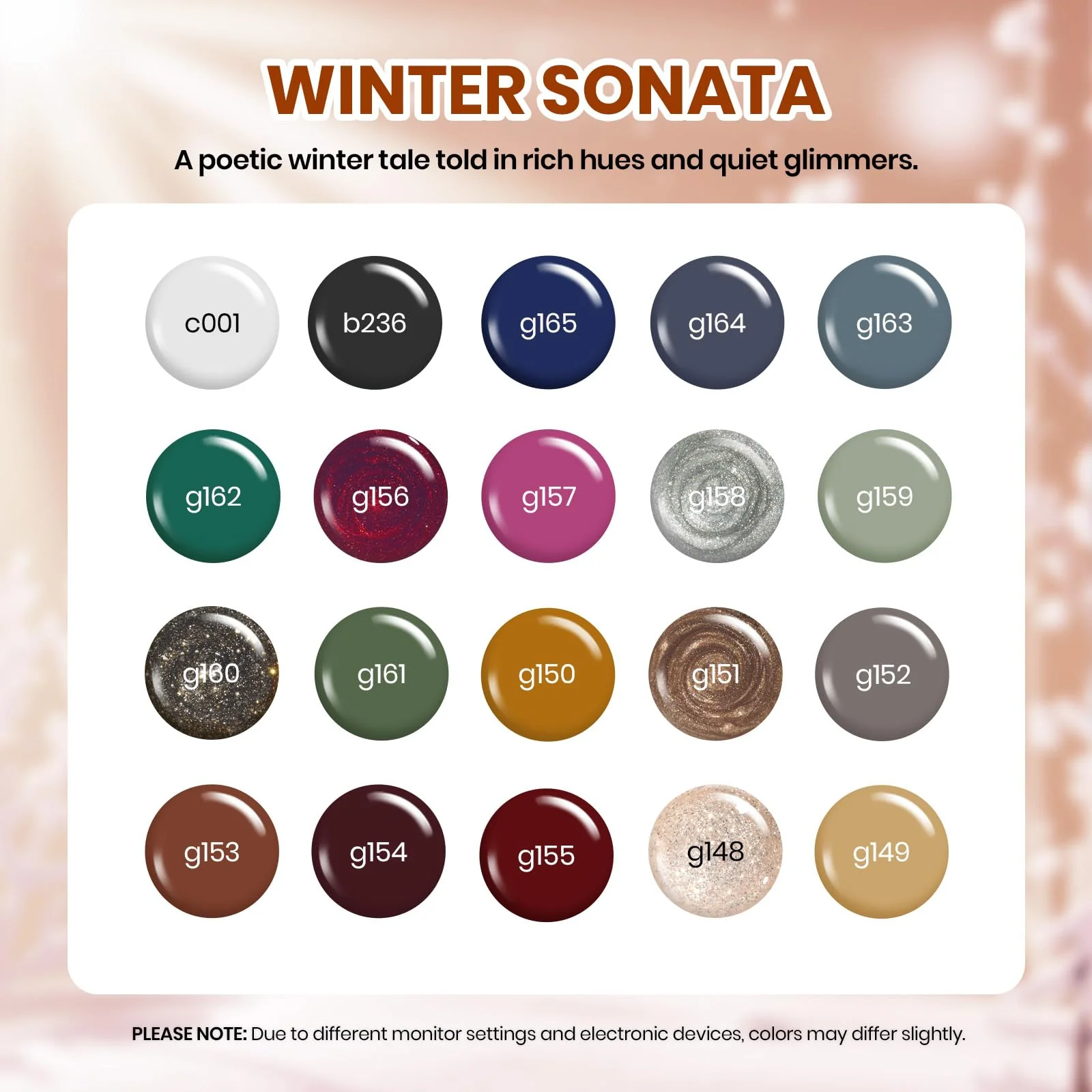 Beetles Gel Polish Winter Sonata Winter Nails  - 20 Colors Brown Winter Sonata Fall Gel Nail Polish Set - Image 2
