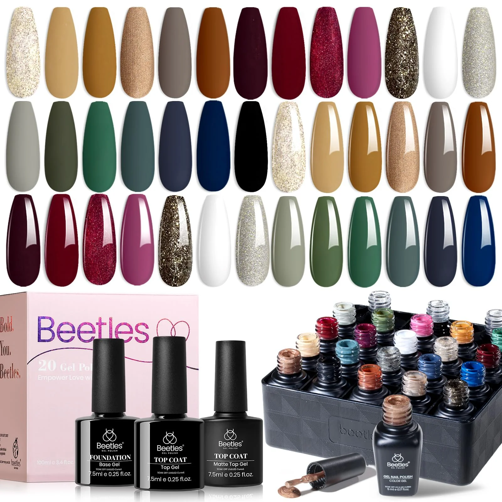 Beetles Gel Polish Winter Sonata Winter Nails  - 20 Colors Brown Winter Sonata Fall Gel Nail Polish Set - Image 7