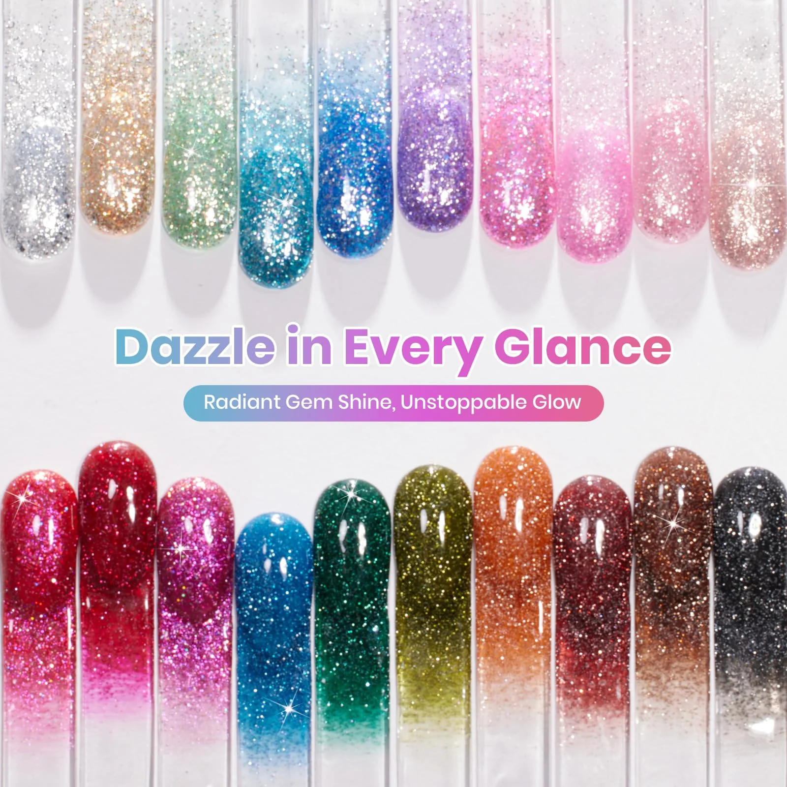 Beetles Glitter Gel Nail Polish Set Party Auras 20 Colors Sparkle and Diamond Shimmer Summer Nails Art - Image 6