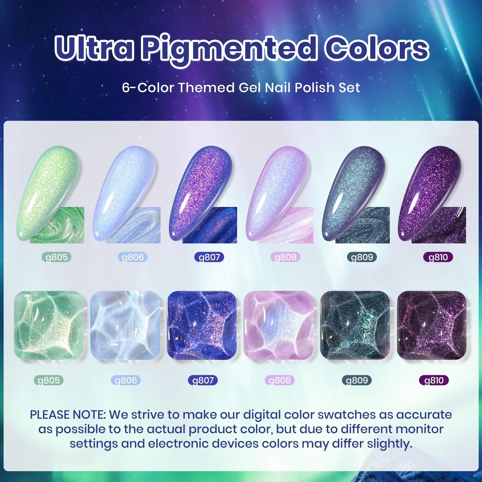 Beetles Glitter Gel Polish Set – Kaleido Galaxy 6 Colors Easter Shimmer Chameleon Blue Green Purple UV LED Gel Nail Polish Sparkly Nail Gel Kit - Image 5