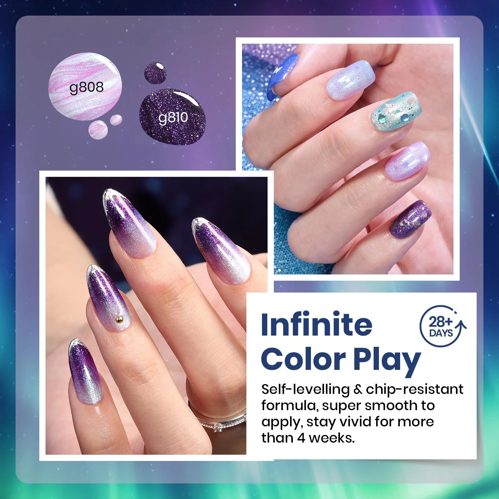 Beetles Glitter Gel Polish Set – Kaleido Galaxy 6 Colors Easter Shimmer Chameleon Blue Green Purple UV LED Gel Nail Polish Sparkly Nail Gel Kit - Image 6