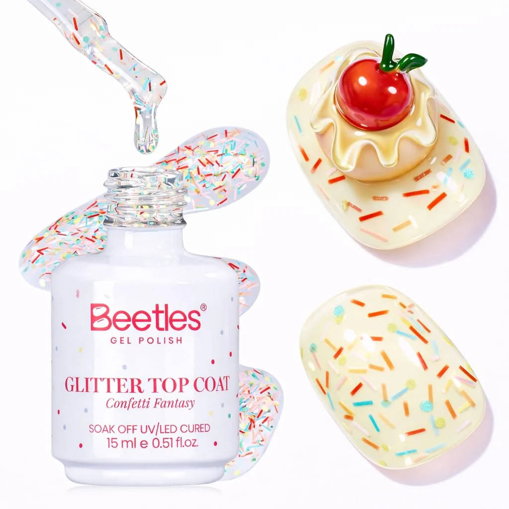 Beetles Glitter Top Coat Gel Polish Limited - Confetti Fantasy Sprinkle Glitter Gel Top Coat 15ml