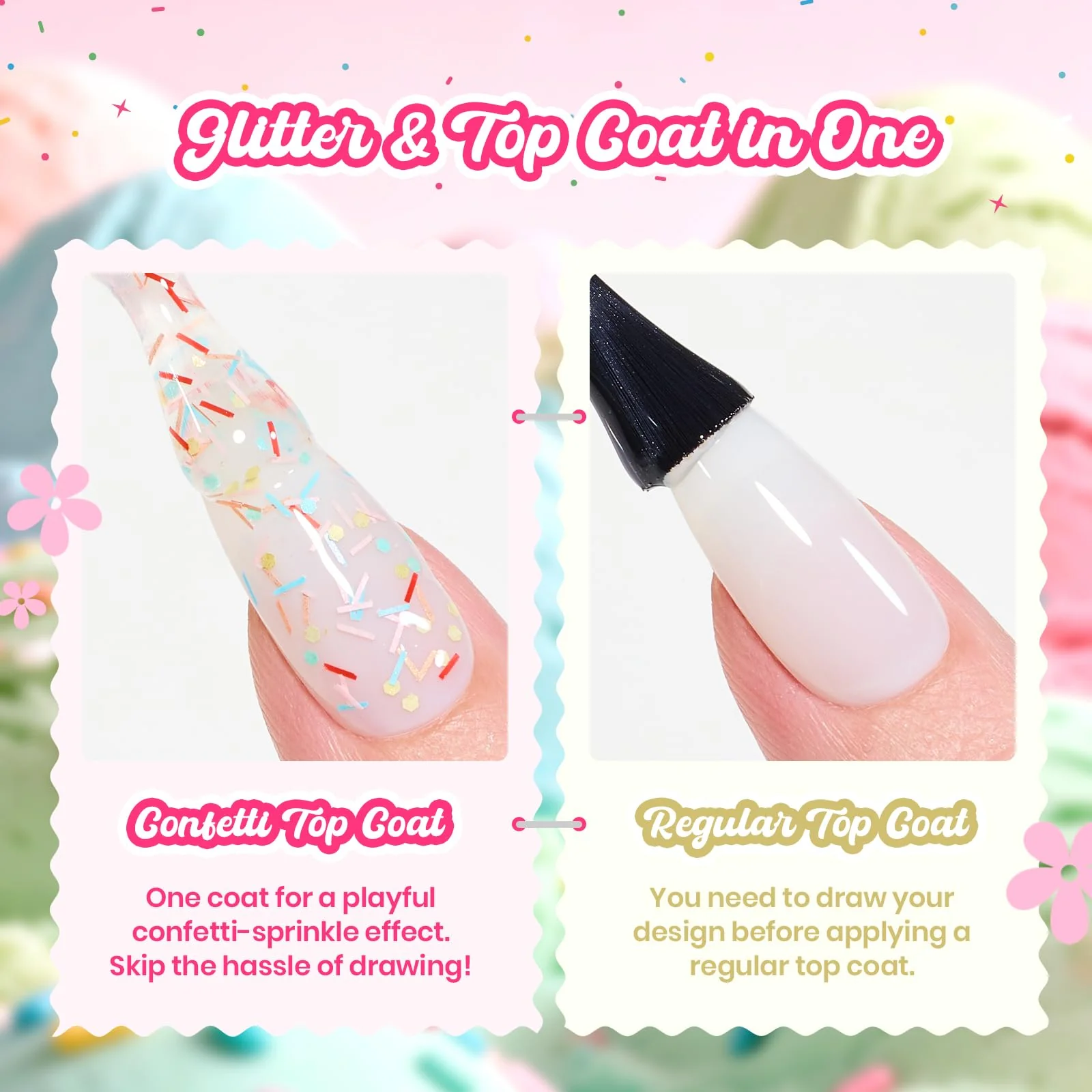 Beetles Glitter Top Coat Gel Polish Limited - Confetti Fantasy Sprinkle Glitter Gel Top Coat 15ml - Image 5