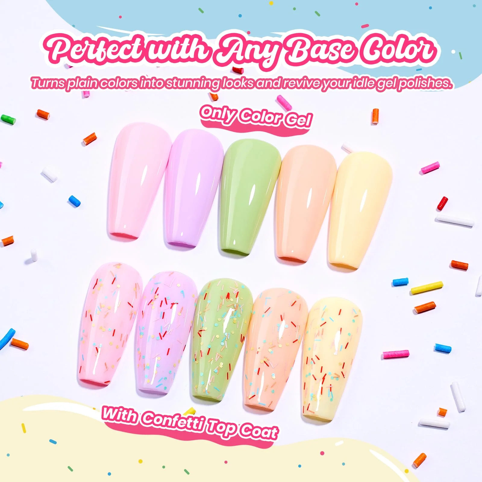 Beetles Glitter Top Coat Gel Polish Limited - Confetti Fantasy Sprinkle Glitter Gel Top Coat 15ml - Image 6