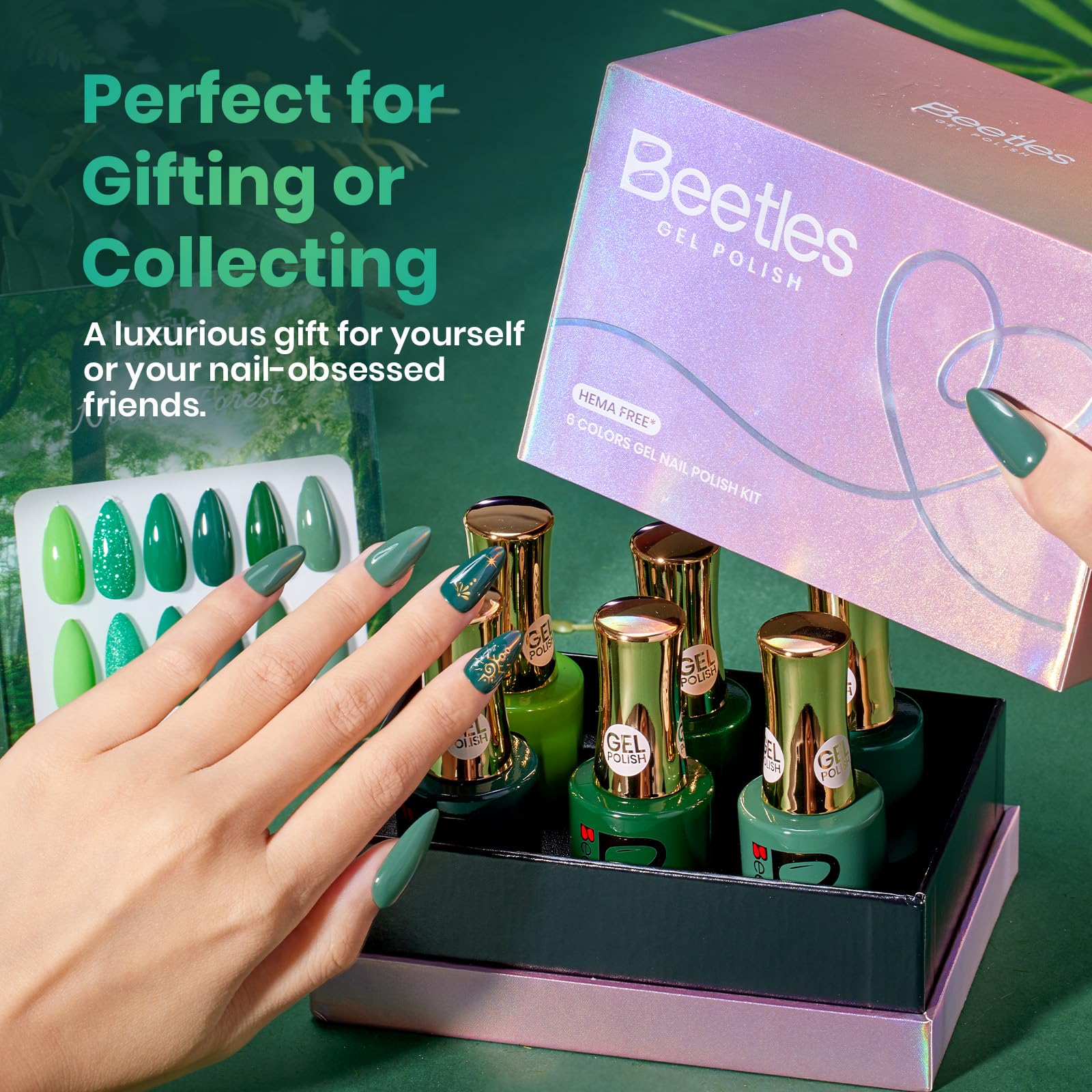 Beetles Green Gel Nail Polish - Nails Hema Free 6 Colors Light Dark Green Set - Image 5