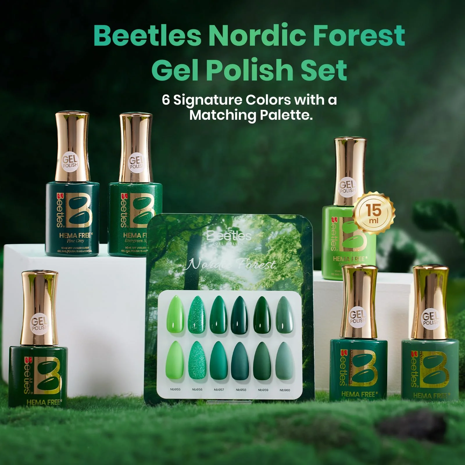 Beetles Green Gel Nail Polish - Nails Hema Free 6 Colors Light Dark Green Set - Image 7