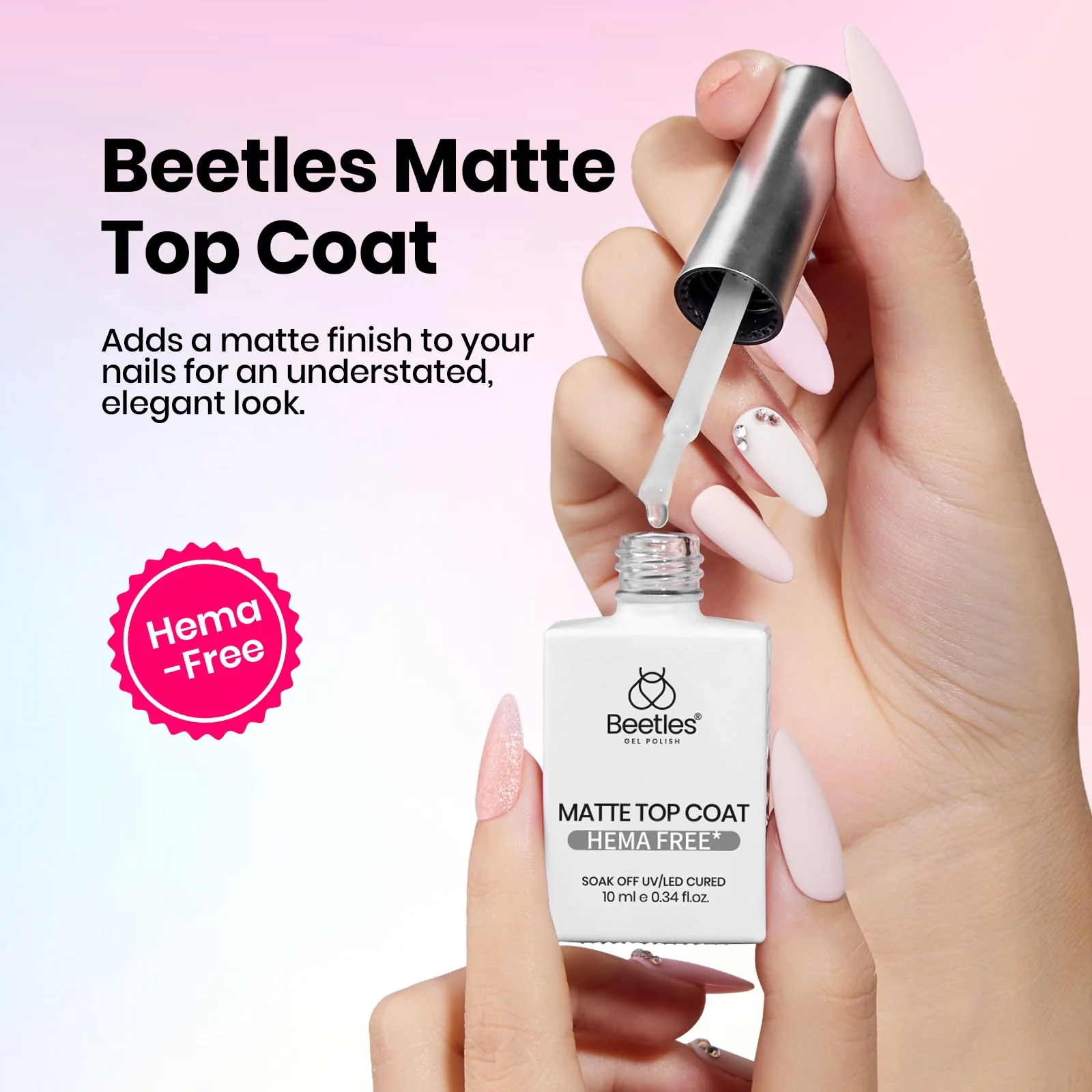 Beetles Hema Free Gel Top and Base Coat with Matte Top Coat Set - Image 6
