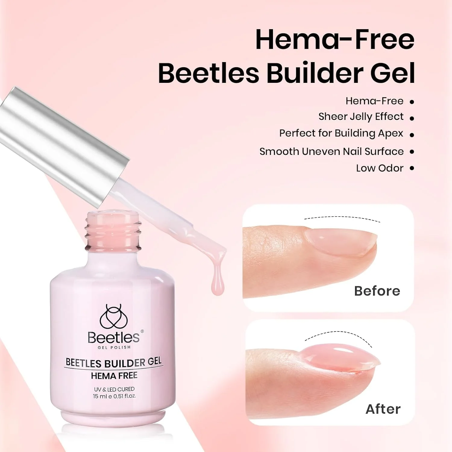 Beetles Nail Protection Trio Set Hema-Free Pink Builder Gel Get Stronger Nails - Image 3