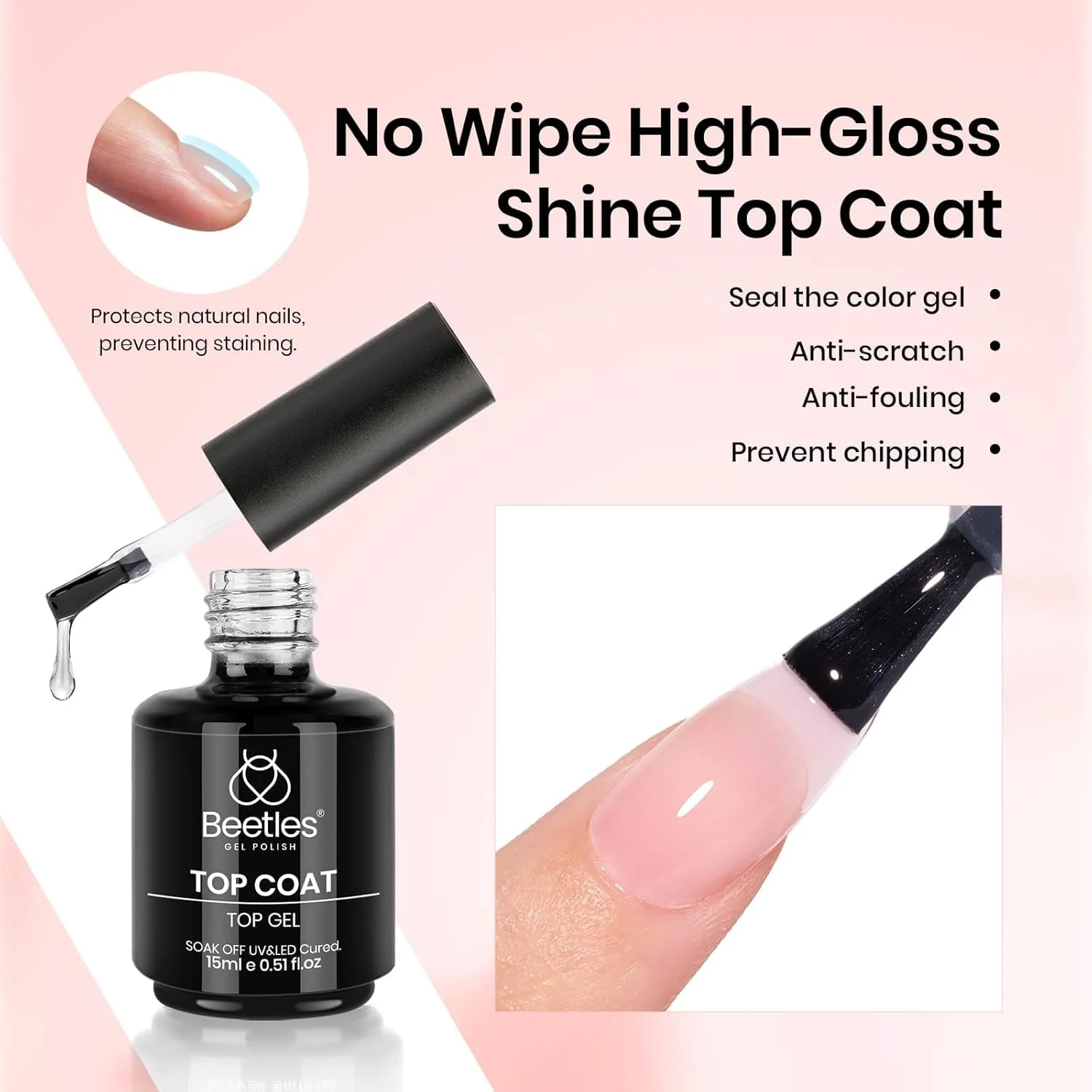 Beetles Nail Protection Trio Set Hema-Free Pink Builder Gel Get Stronger Nails - Image 4