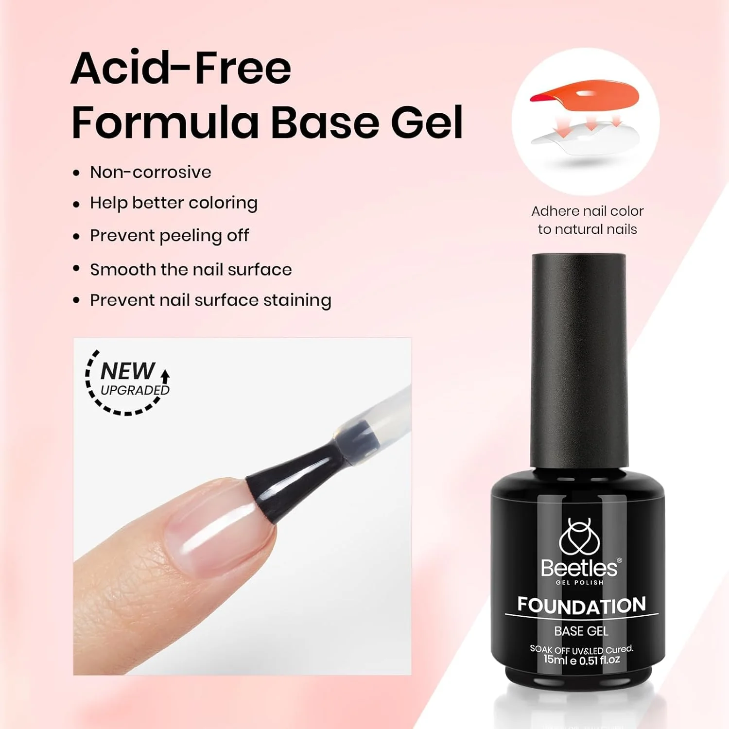 Beetles Nail Protection Trio Set Hema-Free Pink Builder Gel Get Stronger Nails - Image 5