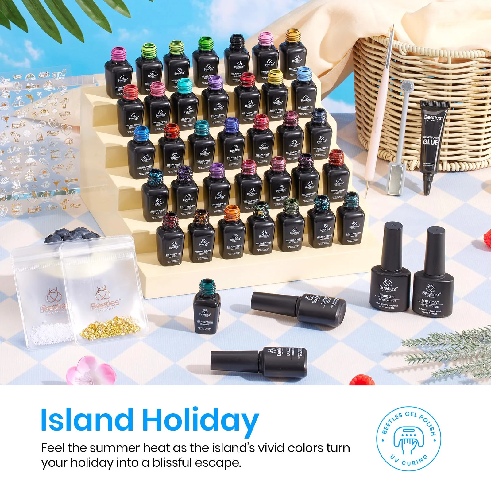Beetles High Gloss Shine 36 Colors Summer Nails Island Holiday Gel Nail Polish Kit - Image 3