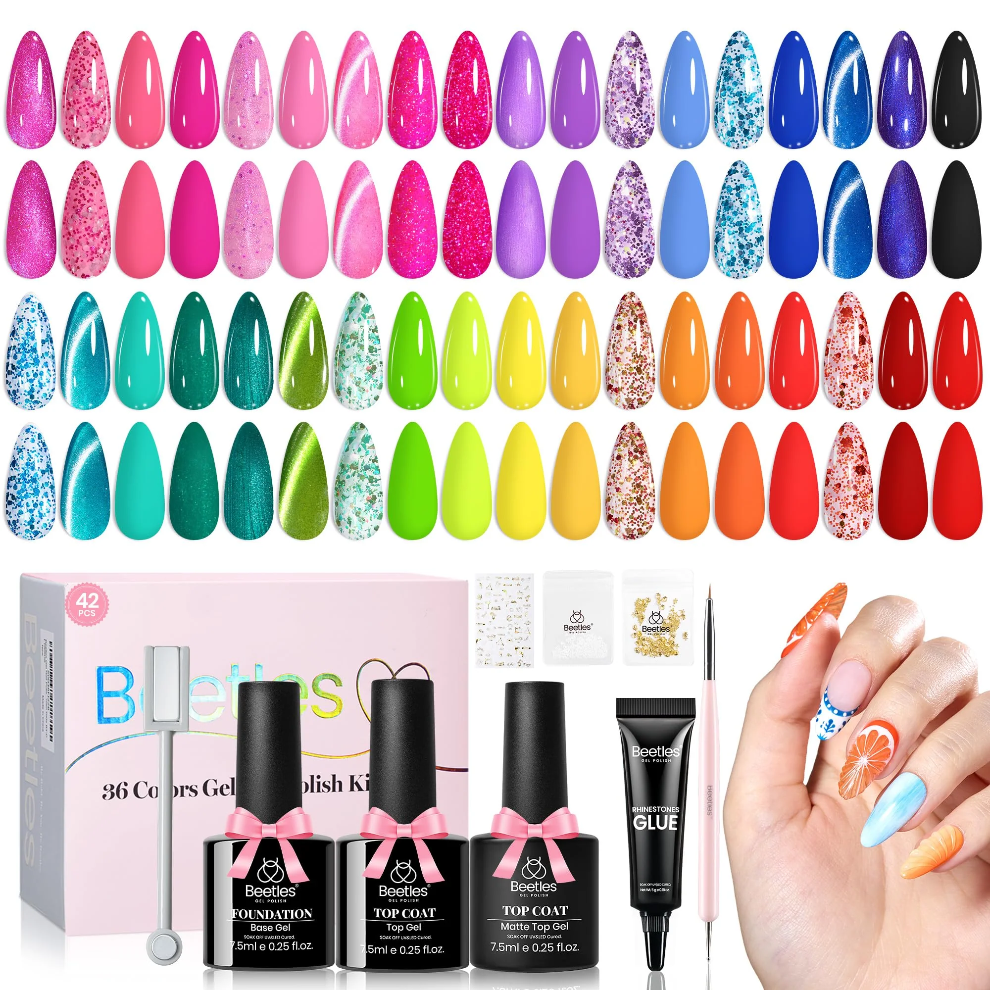 Beetles High Gloss Shine 36 Colors Summer Nails Island Holiday Gel Nail Polish Kit - Image 7