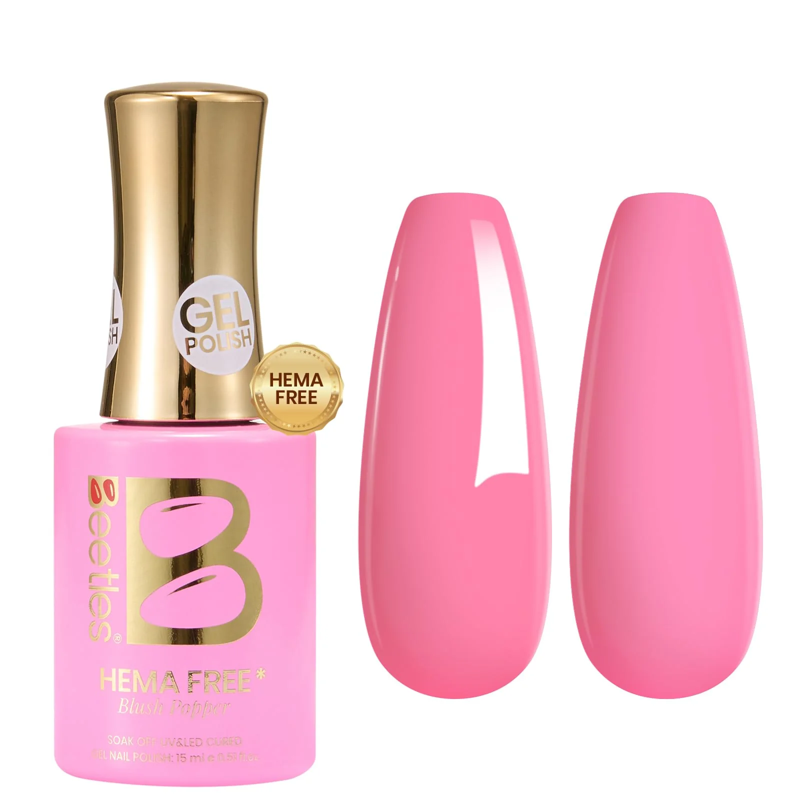 Beetles Hot Pink Gel Polish - Blush Popper 15ML/0.51Fl Oz, Hema Free Neon Pink Gel Nail Polish - Image 5