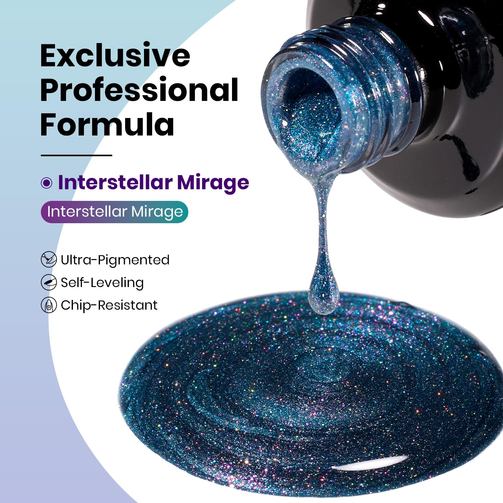 Beetles Interstellar Mirage Blue Purple Cat Eye Gel Nail Polish 15ML 9D Chameleon Blue Glitter - Image 2