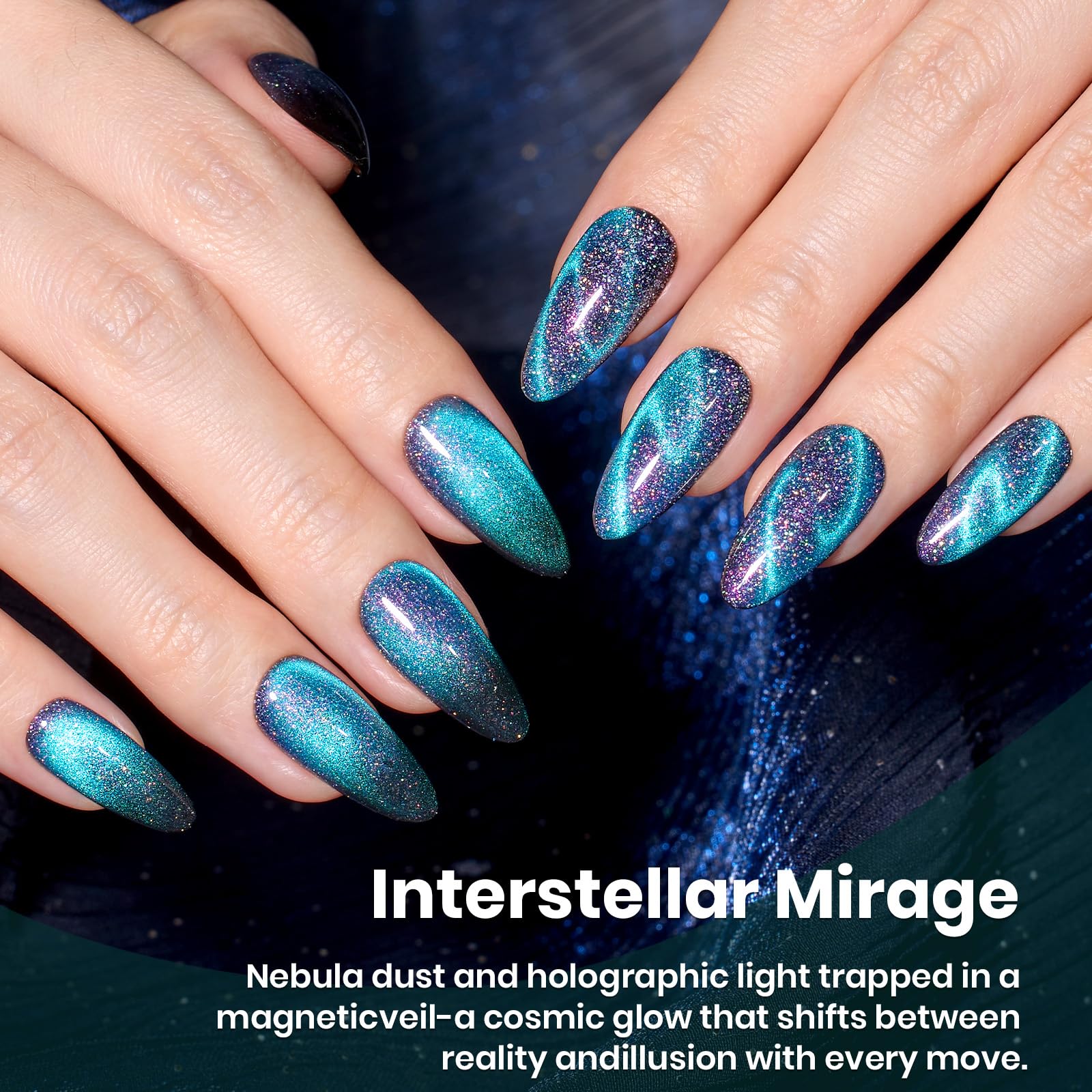 Beetles Interstellar Mirage Blue Purple Cat Eye Gel Nail Polish 15ML 9D Chameleon Blue Glitter - Image 6