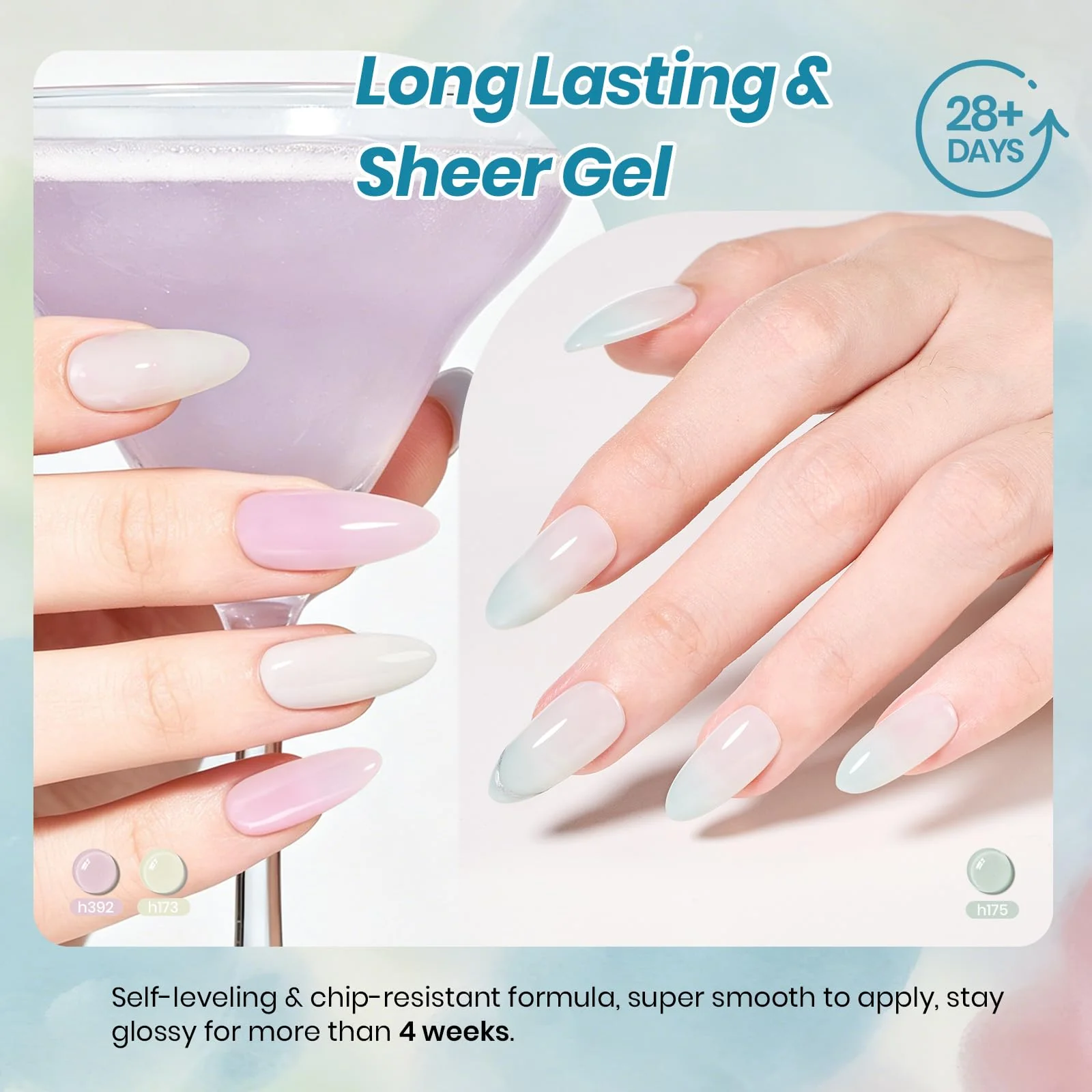 Beetles Juicy Shine Set 6 Colors Jelly Gel Nail Polish Kit Nude Pink Green Blue Summer Nails - Image 4