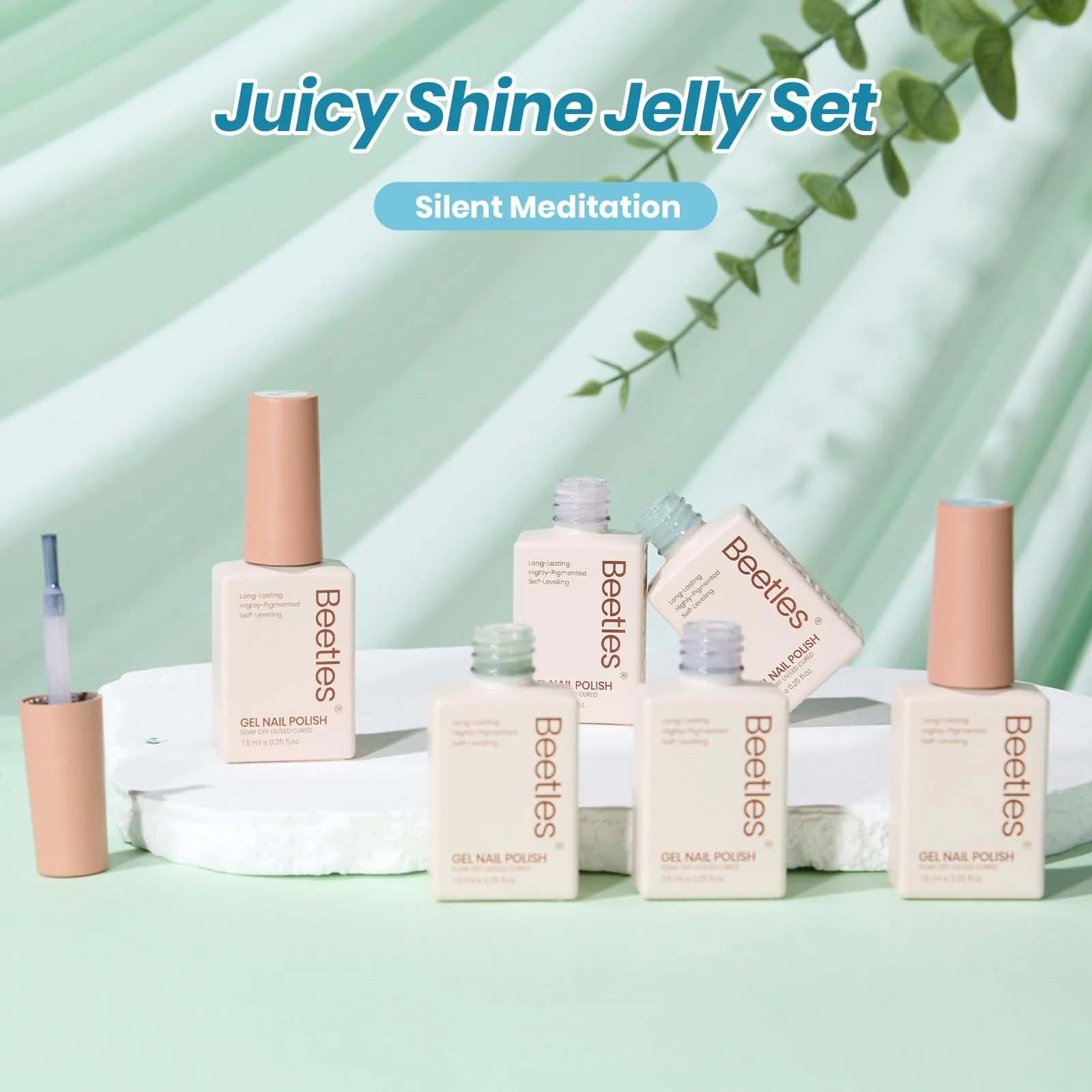 Beetles Juicy Shine Set 6 Colors Jelly Gel Nail Polish Kit Nude Pink Green Blue Summer Nails - Image 7