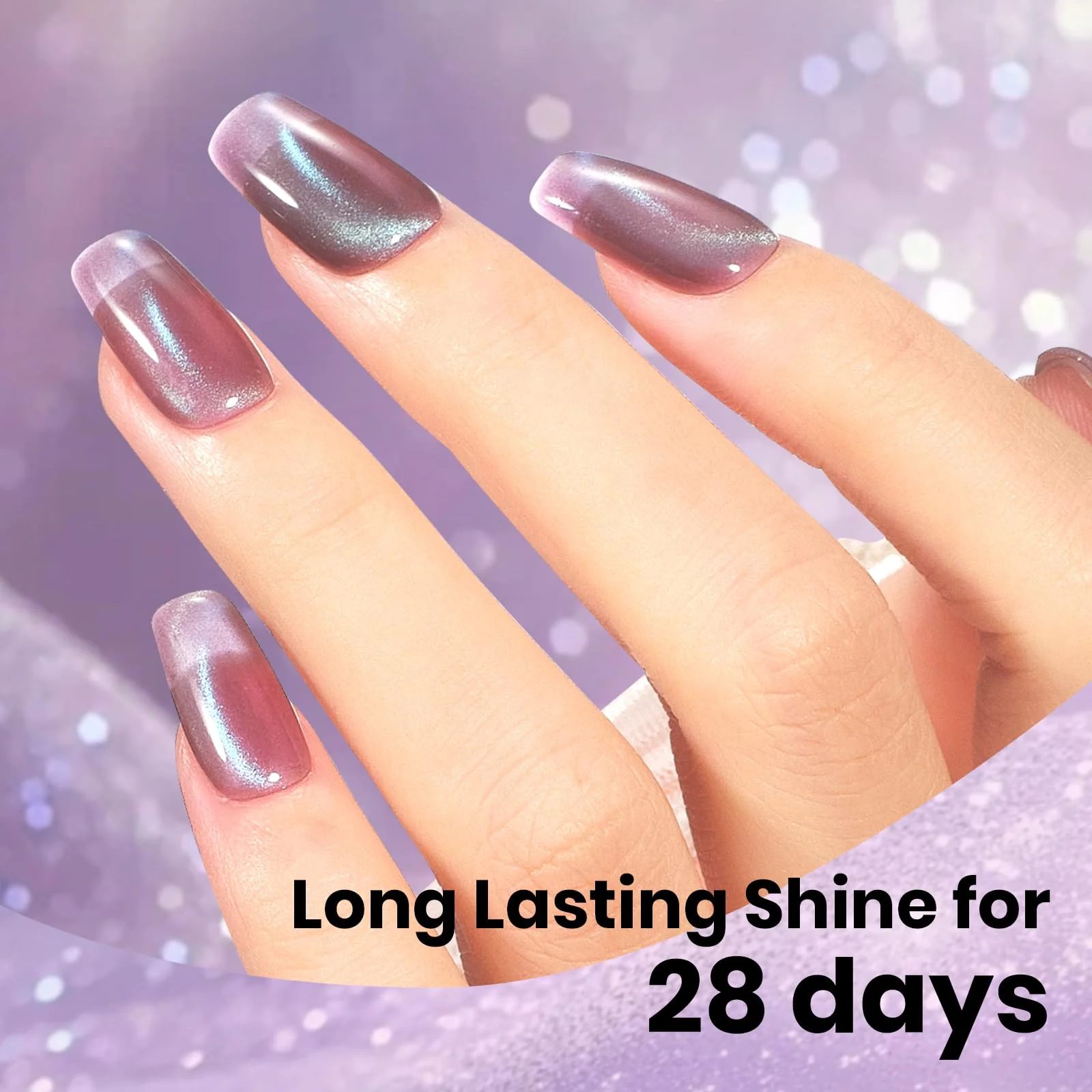 Beetles Lagoon’s Blush Purple Cat Eye Gel Nail Polish 15ML Magnetic Shimmer Effect - Image 4