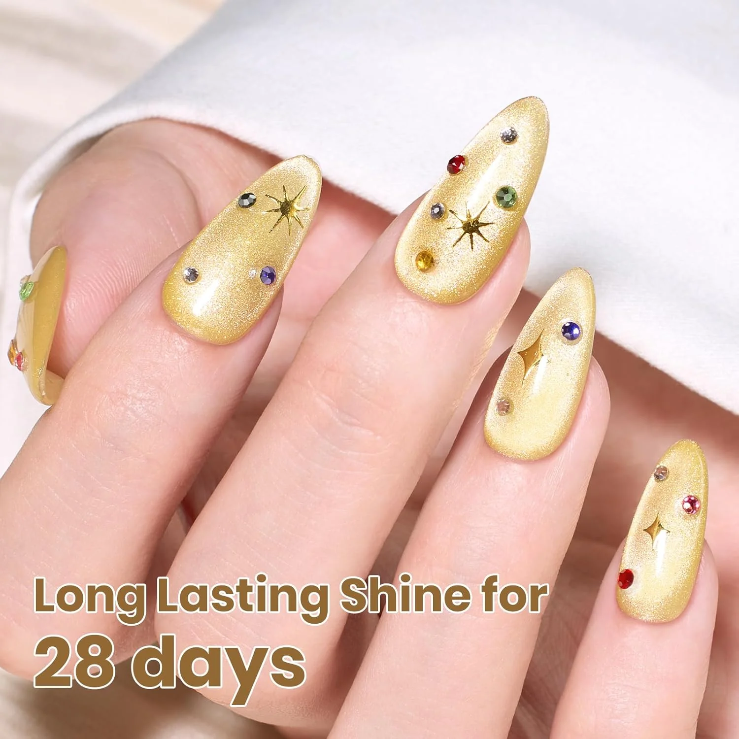 Beetles Lemon Veil Yellow Cat Eye Gel Nail Polish - 15ML Glitte Golden Summer Nails Magnetic Shimmer Effect Soak Off UV Nail Art Design Salon DIY Manicure Gifts for Women - Image 7