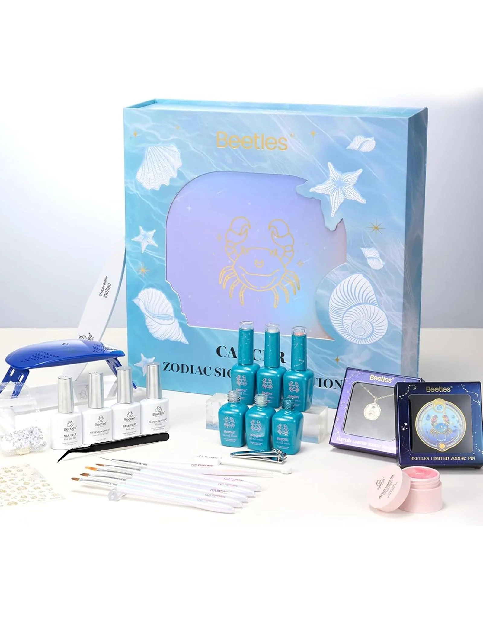 Beetles Lucky Box Cancer Zodiac Sign Gel Nail Polish Kit - Summer Nails 6 Colors(06.21-07.22)