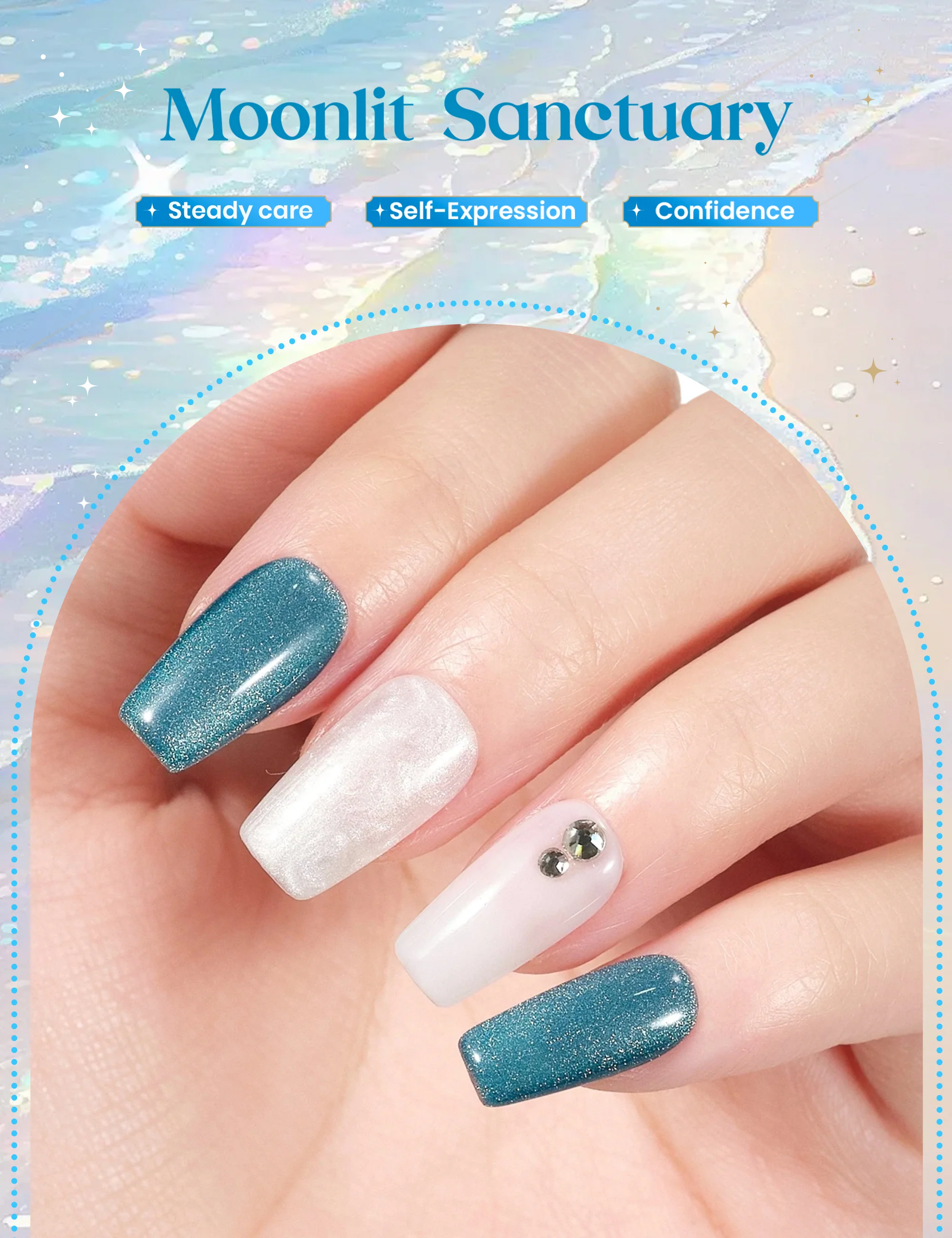Beetles Lucky Box Cancer Zodiac Sign Gel Nail Polish Kit - Summer Nails 6 Colors(06.21-07.22) - Image 3