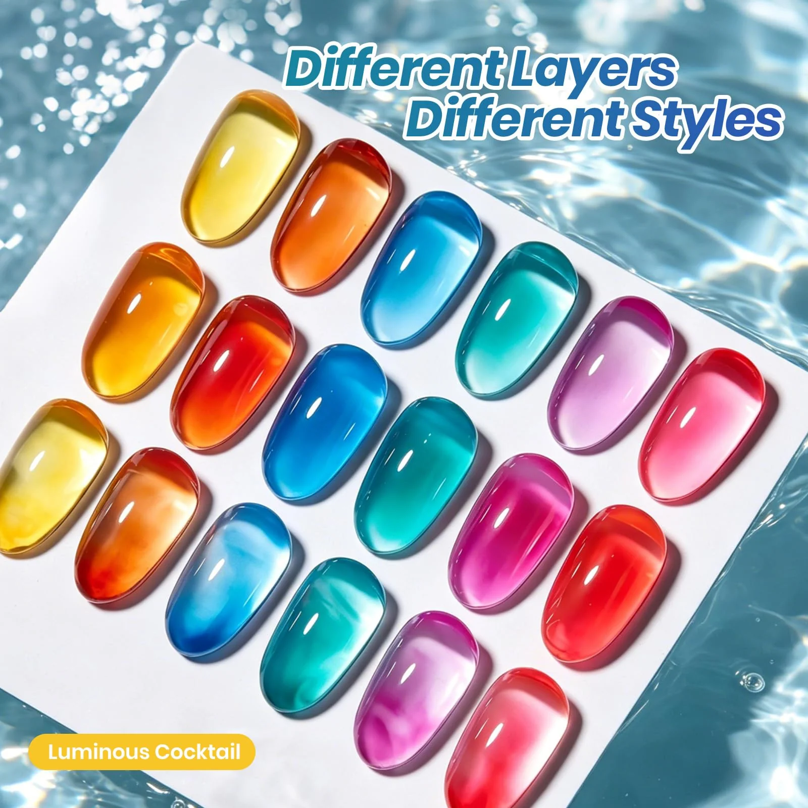 Beetles Luminous Cocktail 6 Colors Juicy Shine Summer Nails Jelly Gel Nail Polish Set - Image 2