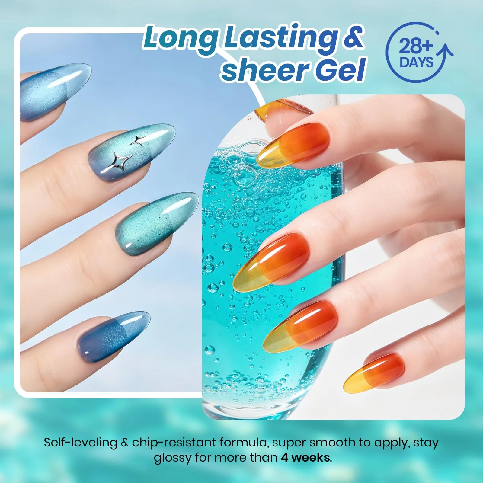 Beetles Luminous Cocktail 6 Colors Juicy Shine Summer Nails Jelly Gel Nail Polish Set - Image 4