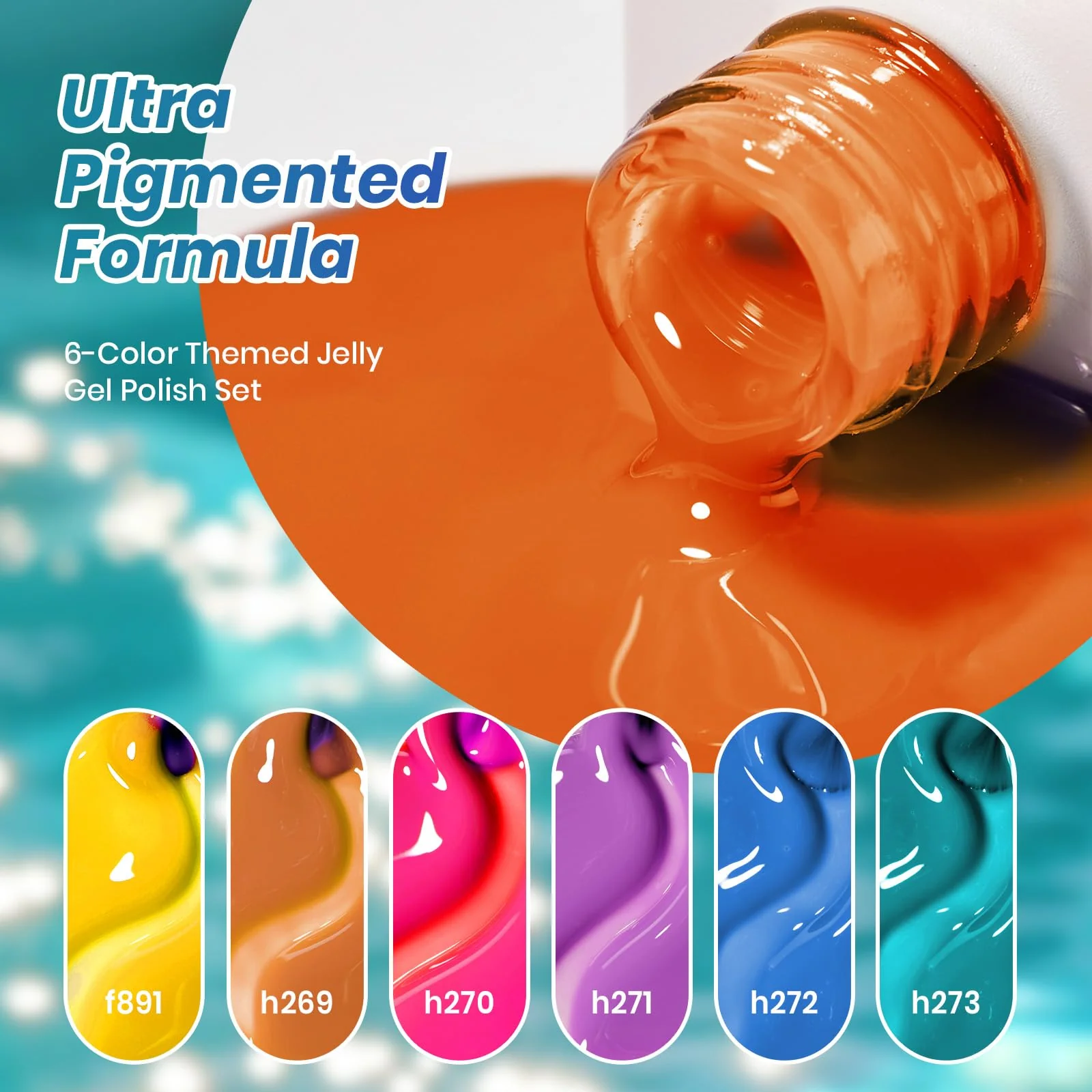 Beetles Luminous Cocktail 6 Colors Juicy Shine Summer Nails Jelly Gel Nail Polish Set - Image 5
