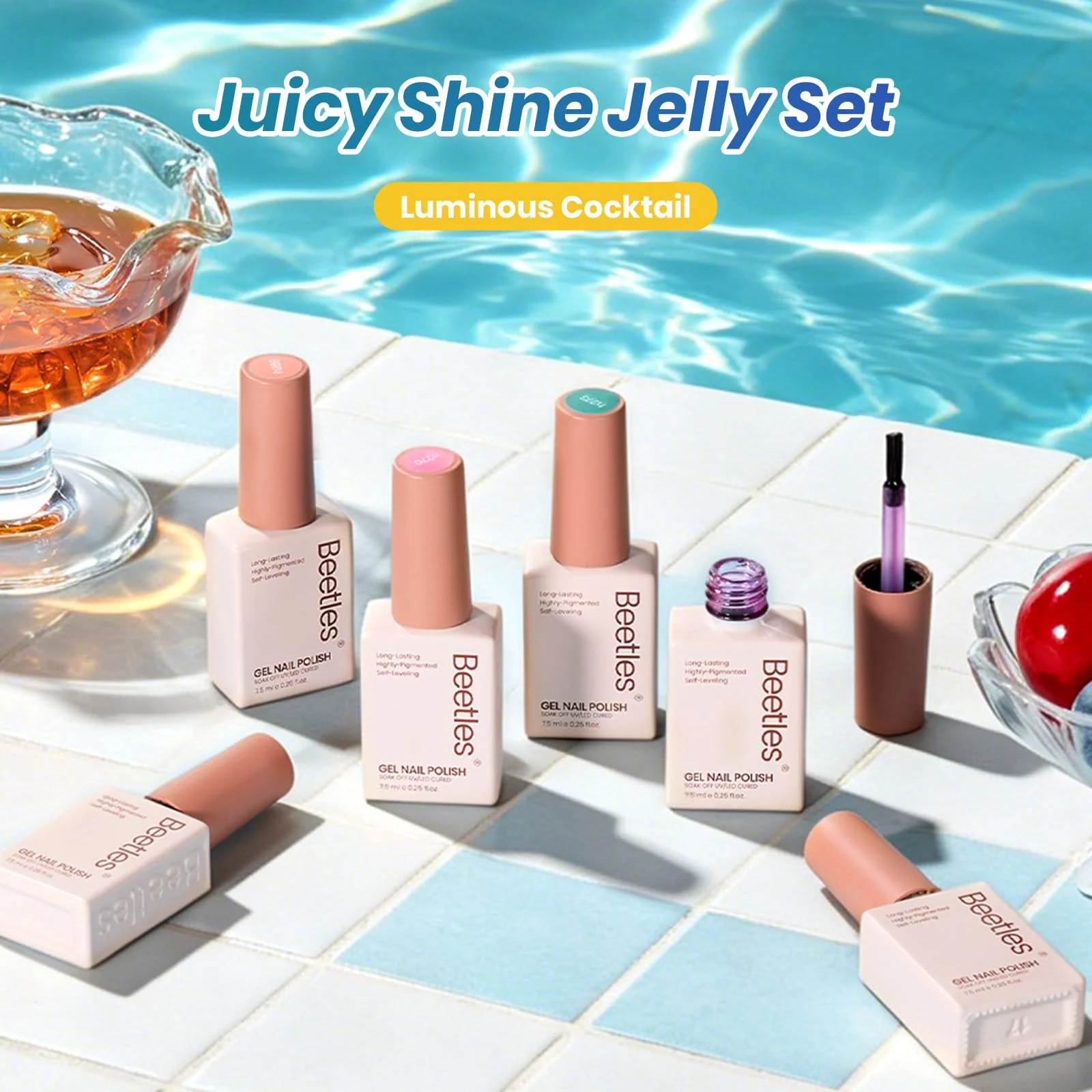 Beetles Luminous Cocktail 6 Colors Juicy Shine Summer Nails Jelly Gel Nail Polish Set - Image 6