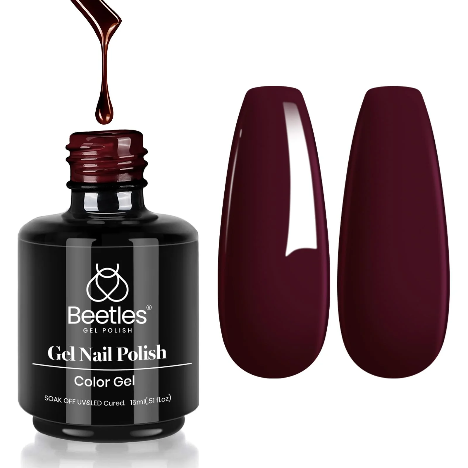 Beetles Merlot Wine Nails  Gel Polish 15ml Dark Maroon Red Gel Nail Polish - Image 8