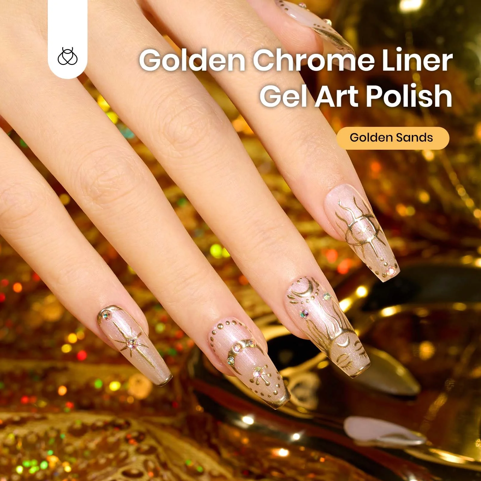 Beetles Metallic Gold Gel Liner 7ml French Tip Gel Nail Polish - Image 2