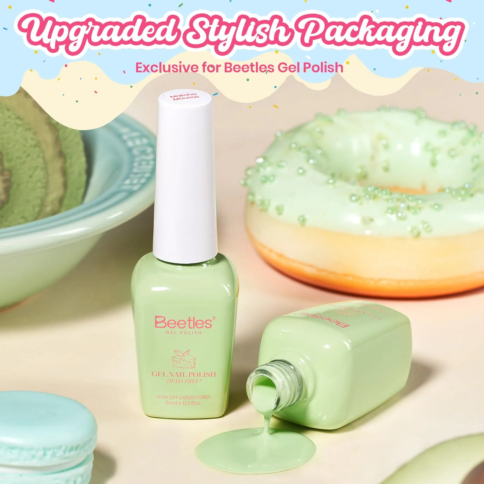Beetles Mint Green Gel Nail Polish - Nails Matcha Mousse Pastel Green Gel Polish - Image 7
