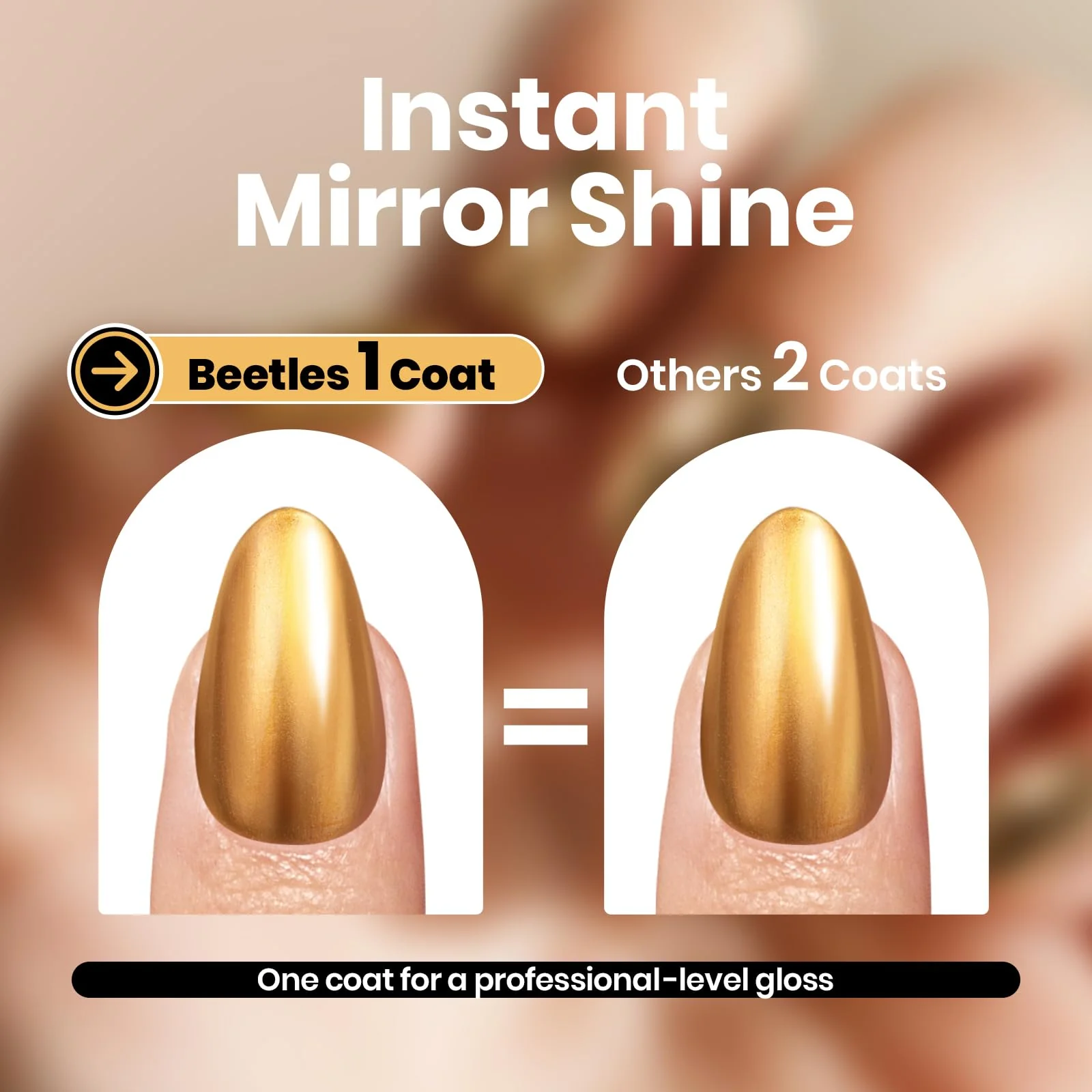 Beetles Mirror Gold Nail Polish – Golden Shine Quick-Drying Metallic Fingernail Polish Glossy Mirror Shine - Image 7