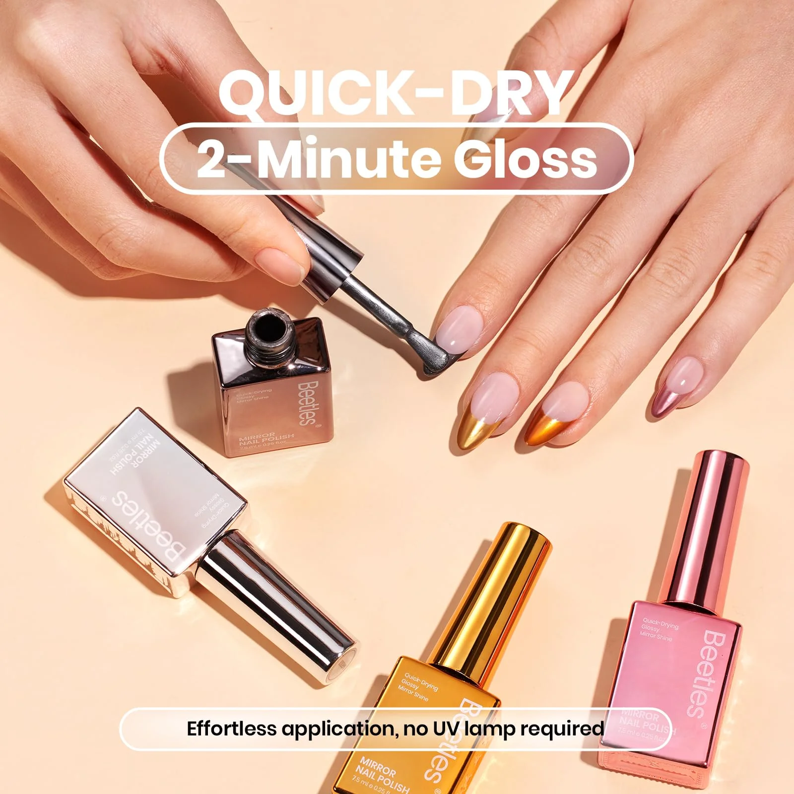 Beetles Mirror Nail Polish Set – Metallic Muse 6 Colors Quick-Drying & High Gloss Nail Spring Nails - Image 3