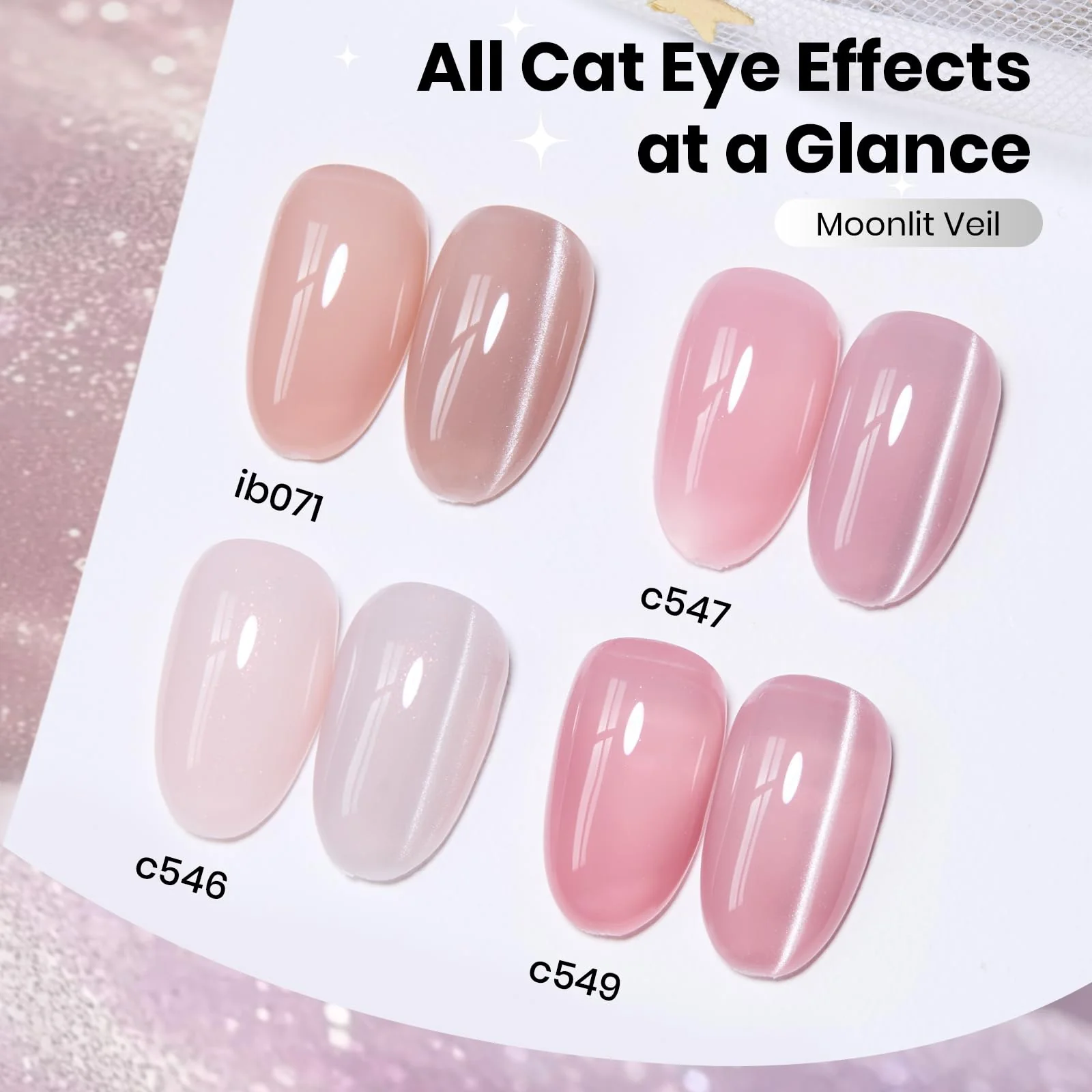 Beetles Moonlit Veil Silver HEMA FREE Nails Cat Eye Gel Nail Polish - 15ML Glassy Silver Glitter Gel Polish - Image 3