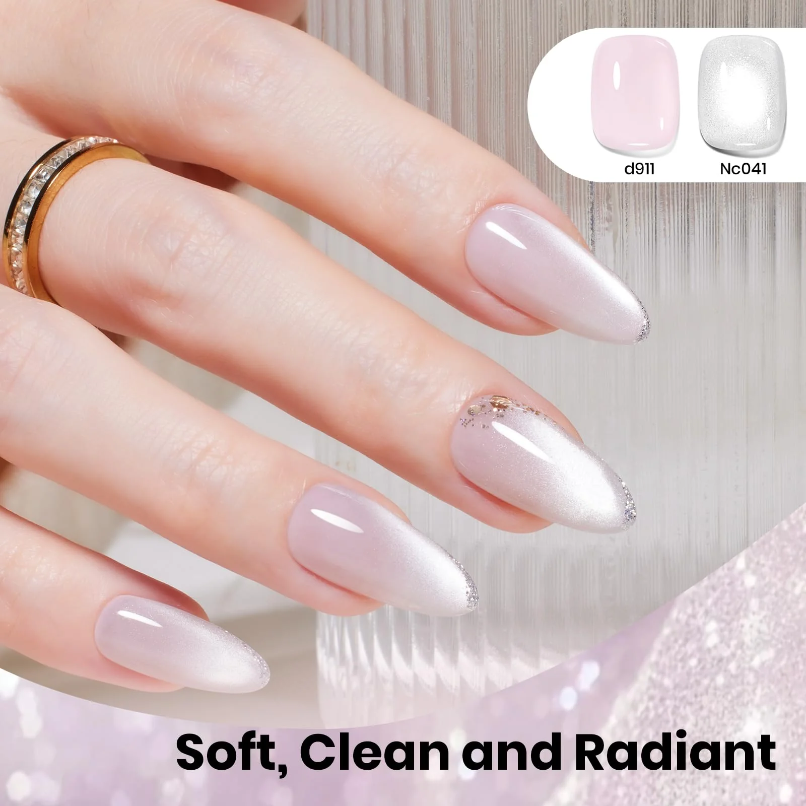 Beetles Moonlit Veil Silver HEMA FREE Nails Cat Eye Gel Nail Polish - 15ML Glassy Silver Glitter Gel Polish - Image 6