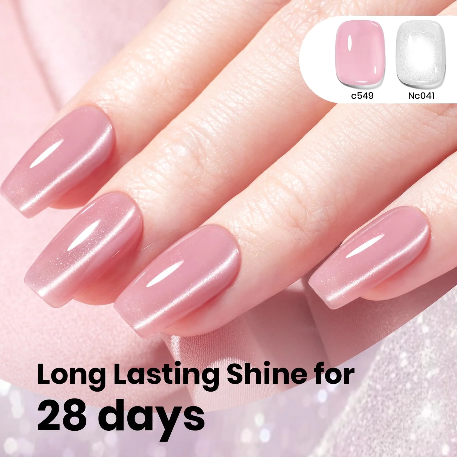 Beetles Moonlit Veil Silver HEMA FREE Nails Cat Eye Gel Nail Polish - 15ML Glassy Silver Glitter Gel Polish - Image 7