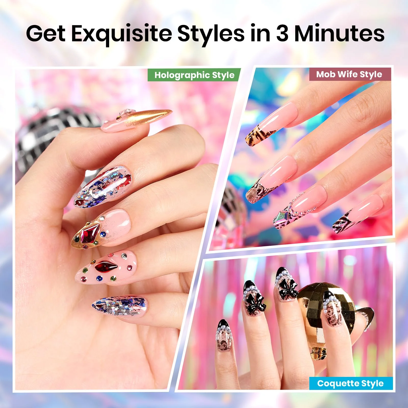 Beetles Nail Foil Art Kit 15ML*2 With 20 Pcs Classic Stickers Nail Transfer Set - Image 3