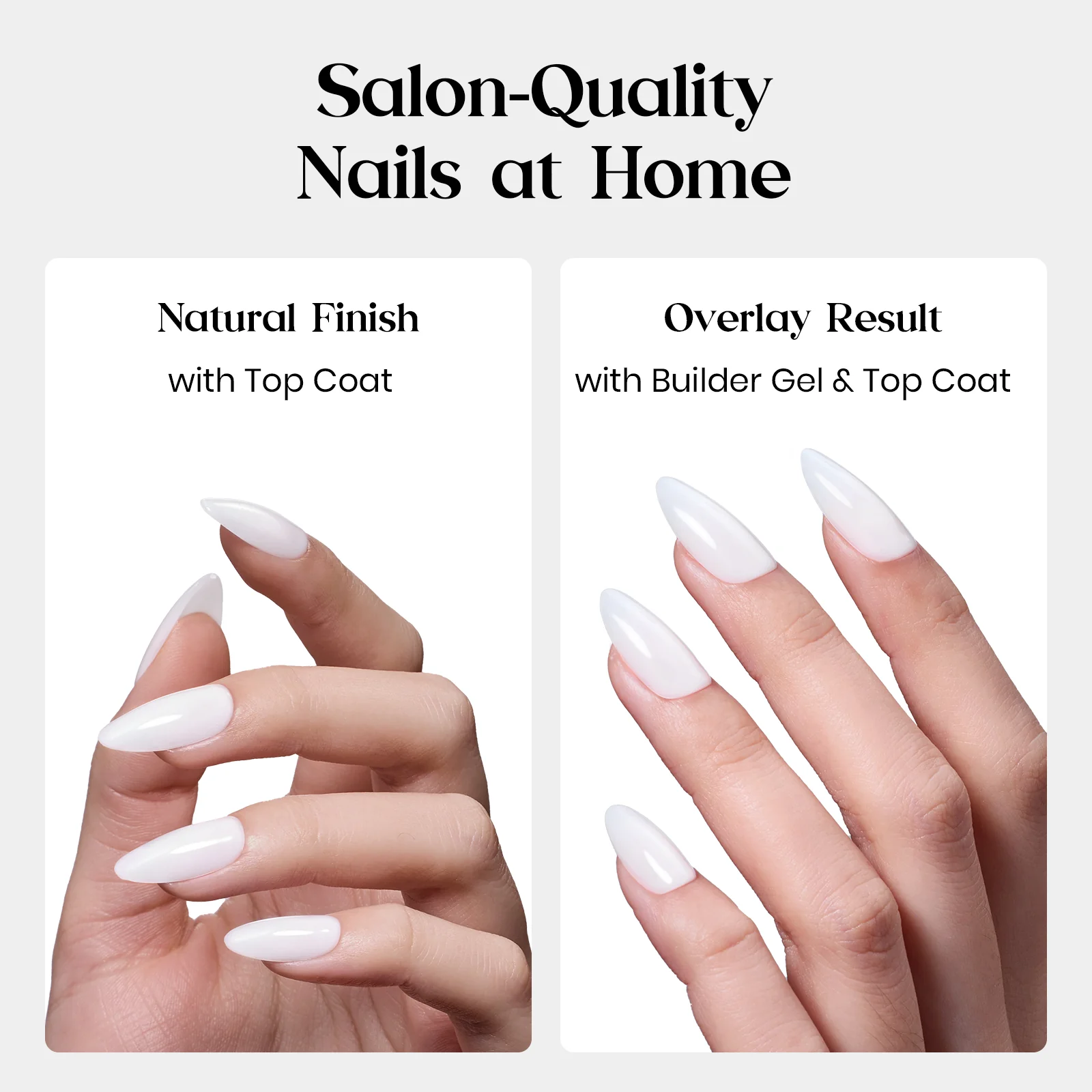 Beetles Natural Milky Nail Tips - Milky White Medium Almond 16 sizes*5 - Image 3